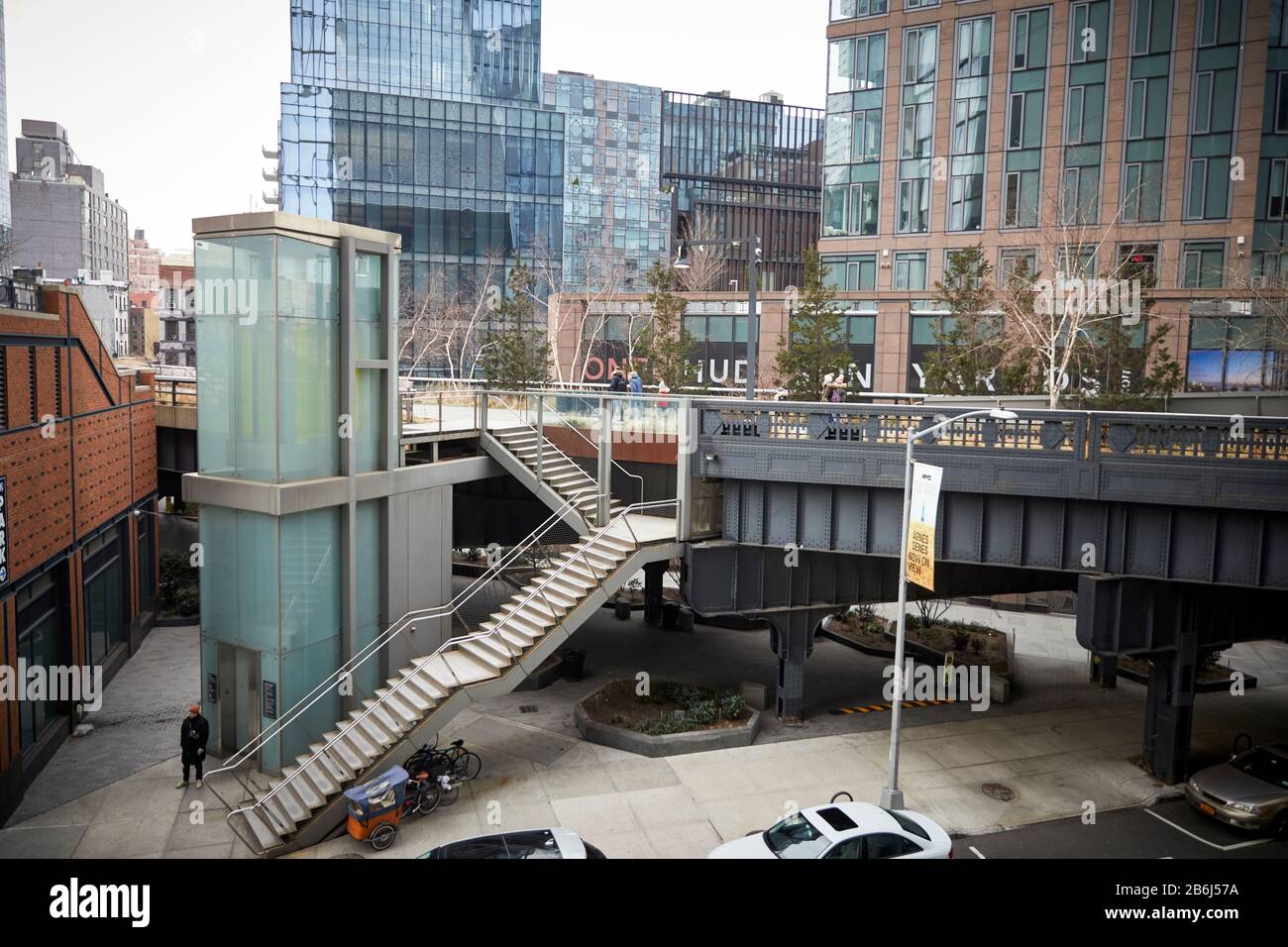 New York Ville Manhattan High Line 30ème St Ascenseur Accès Hudson Yards Banque D'Images