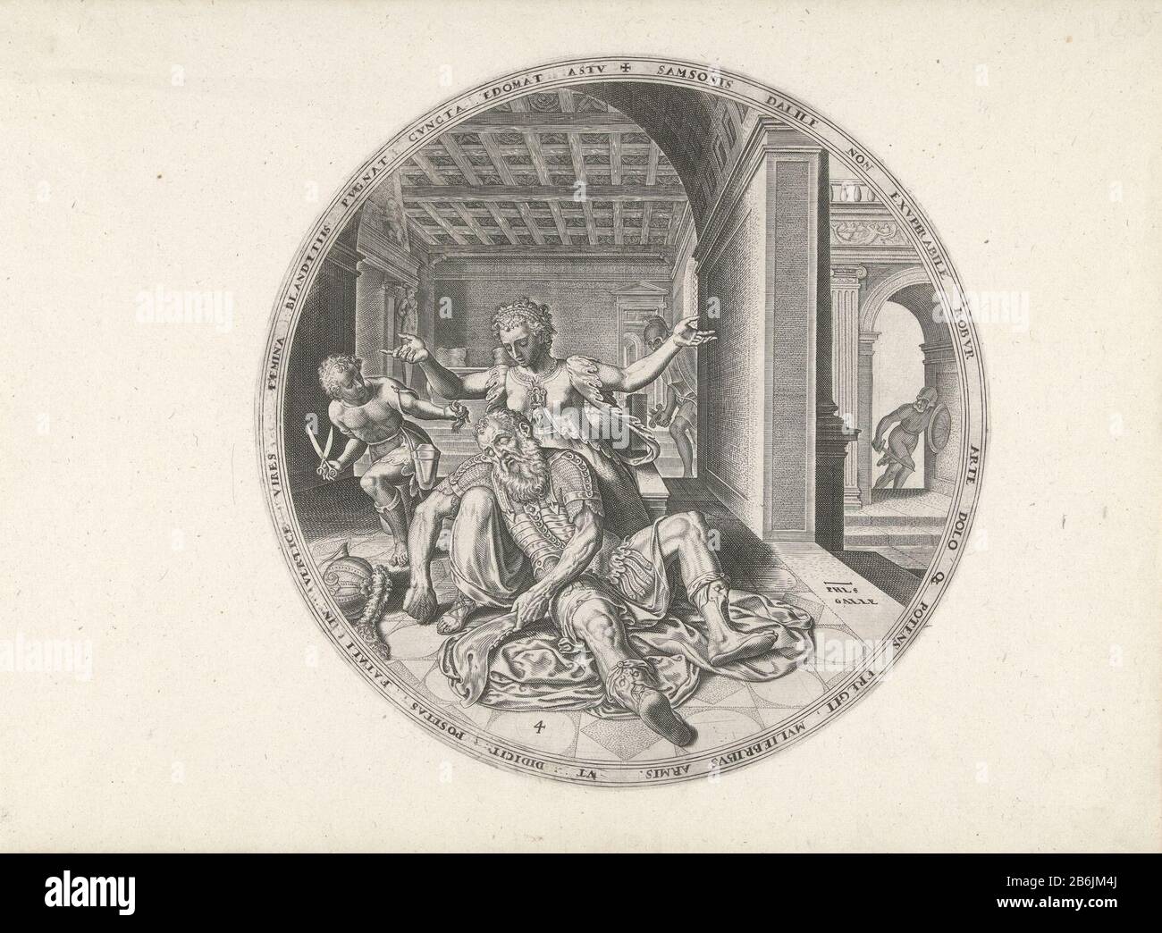 Delilah a coupé les cheveux de Samson Six femmes célèbres de l'ancien Testament (titre de la série) Delilah a coupé les tresses de cheveux de Samson pendant qu'il dort. En conséquence, il perd ses pouvoirs spéciaux. Deux soldats Philistins entrent dans le palais de Samson à halen. Fabricant : printmaker: Philip Galle (bâtiment classé) éditeur: Philip Galle (possible) Lieu de fabrication: Haarlem Dating: CA. 1569 Caractéristiques physiques: Matériau de la voiture: Technique du papier: Engrala (processus d'impression) Dimensions : bord de la plaque: D 240 mm Objet: Les cheveux de Samson sont coupés par Delilah Banque D'Images