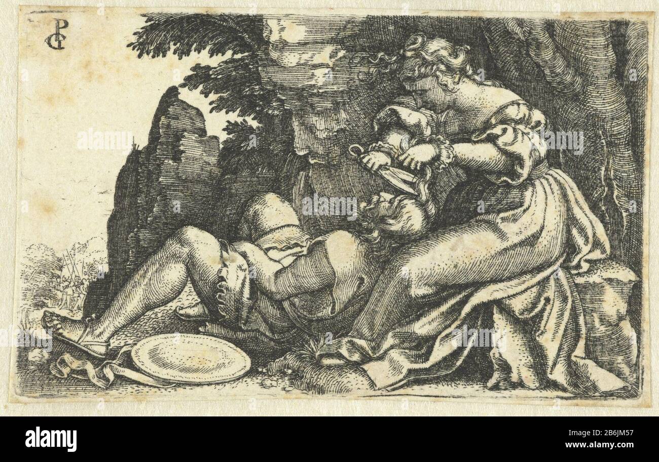 Delilah a coupé les cheveux de Samson Histoires de l'ancien Testament (titre de la série) Delilah est la tête du Samson endormi dans ses genoux et elle coupe provoque son haar. Fabricant : printmaker Georg Pencz (bâtiment classé) dans sa conception: Georg PenczPlaats fabrication: Allemagne Date: 1531 - 1532 Caractéristiques physiques: Matière automobile: Papier technique: Engraa (procédé d'impression) Dimensions: Bord de la plaque: H 48 mm × W 77 mm Objet: Les cheveux de Samson sont coupés par Delilah Banque D'Images