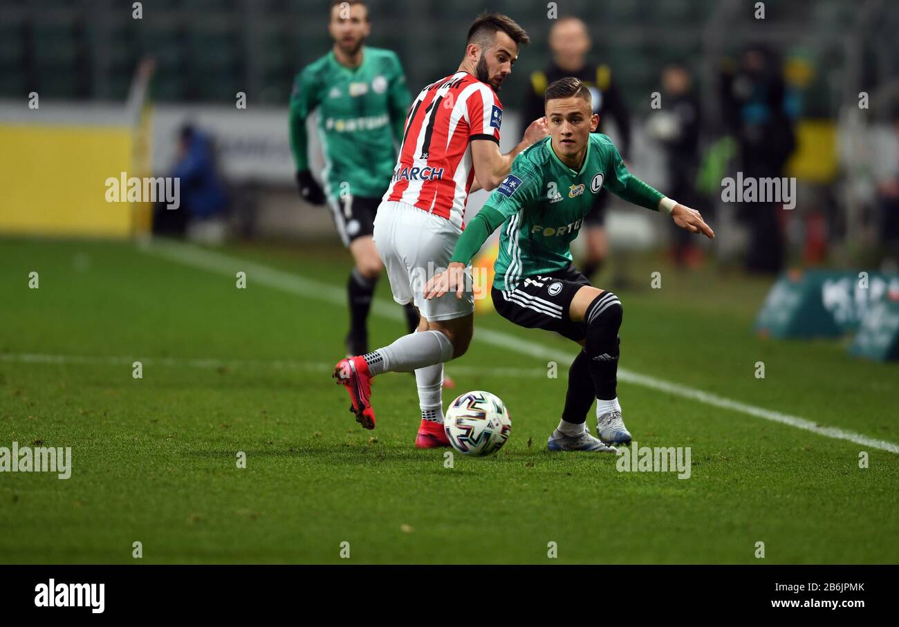 Varsovie, Pologne, le 29 février 2020: Jeu de football polonais de la Top League Ekstraklasa entre Legia Warszawa et Cracovie: Banque D'Images