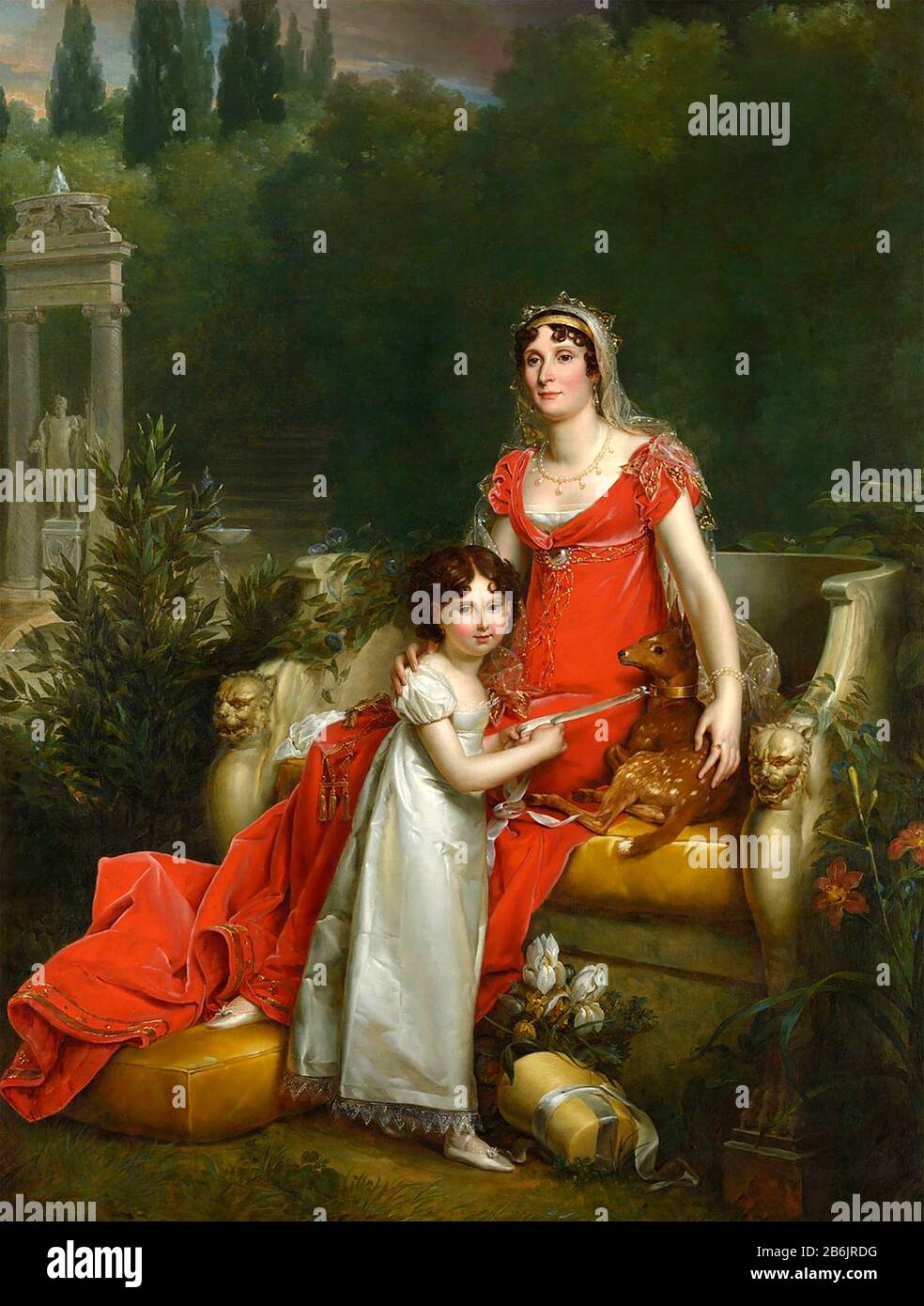 ELISA BONAPARTE (1777-1820) Grande duchesse de Toscane, plus jeune soeur de Napoléon Bonaparte avec sa fille Elisa Banque D'Images