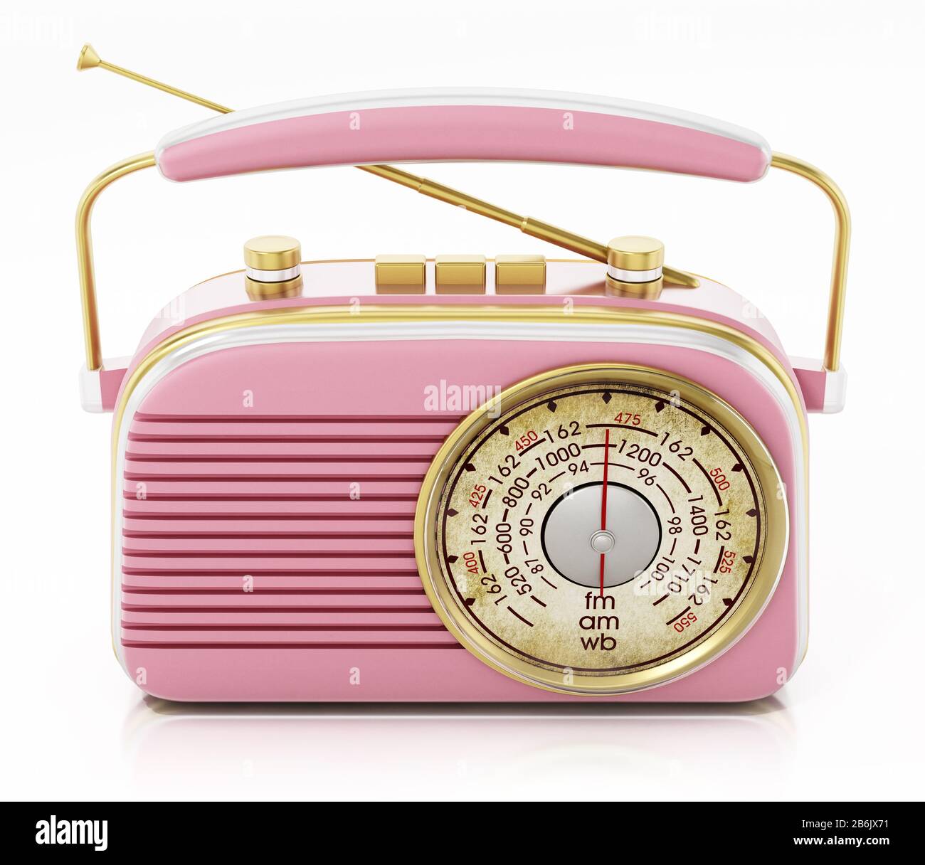 Radio Vintage isolé sur fond blanc. 3D illustration. Banque D'Images