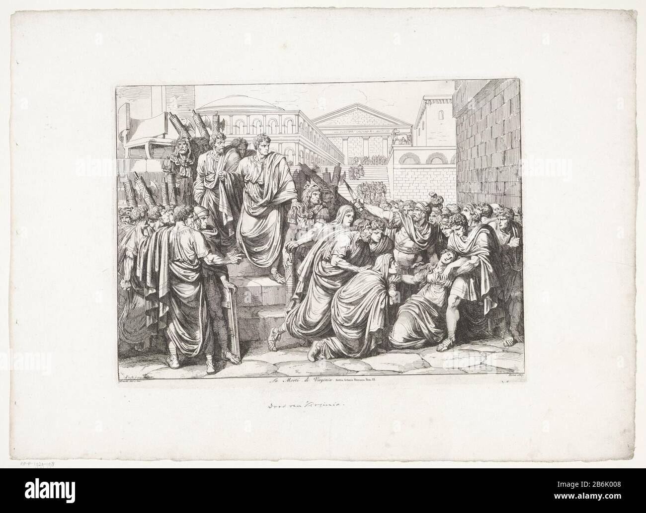 La mort de Virginia la Morte di Virginia (titre objet) Histoire de l'Empire romain (titre de la série) Frontespizio Estoria della Romana (titre de la série) Virginius tue sa fille Virginia avec une forte d elle sauve le lust d'Appius Claudius. Ce dernier l'avait prétendu faussement comme son esclave. Une foule Romans regarde orteil. Fabricant : printmaker: Bartolomeo Pinelli (bâtiment classé) dans sa conception: Bartolomeo Pinelli (propriété cotée) Lieu de fabrication: Rome Date: 1817 Caractéristiques physiques: Matière de gravure: Technique du papier: Gravure Dimensions: Bord de la plaque: H 315 mm × b 425 mToelichtingDeze imprimer fait partie de Banque D'Images