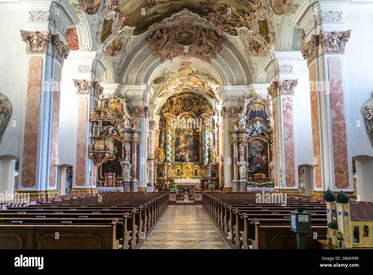 Innenraum Abteikirche St. Michael Des Kloster Metten, Niederbayern, Bayern, Deutschland | Abbaye De L'Intérieur De St. Michael, Abbaye De Metten, Mette Banque D'Images