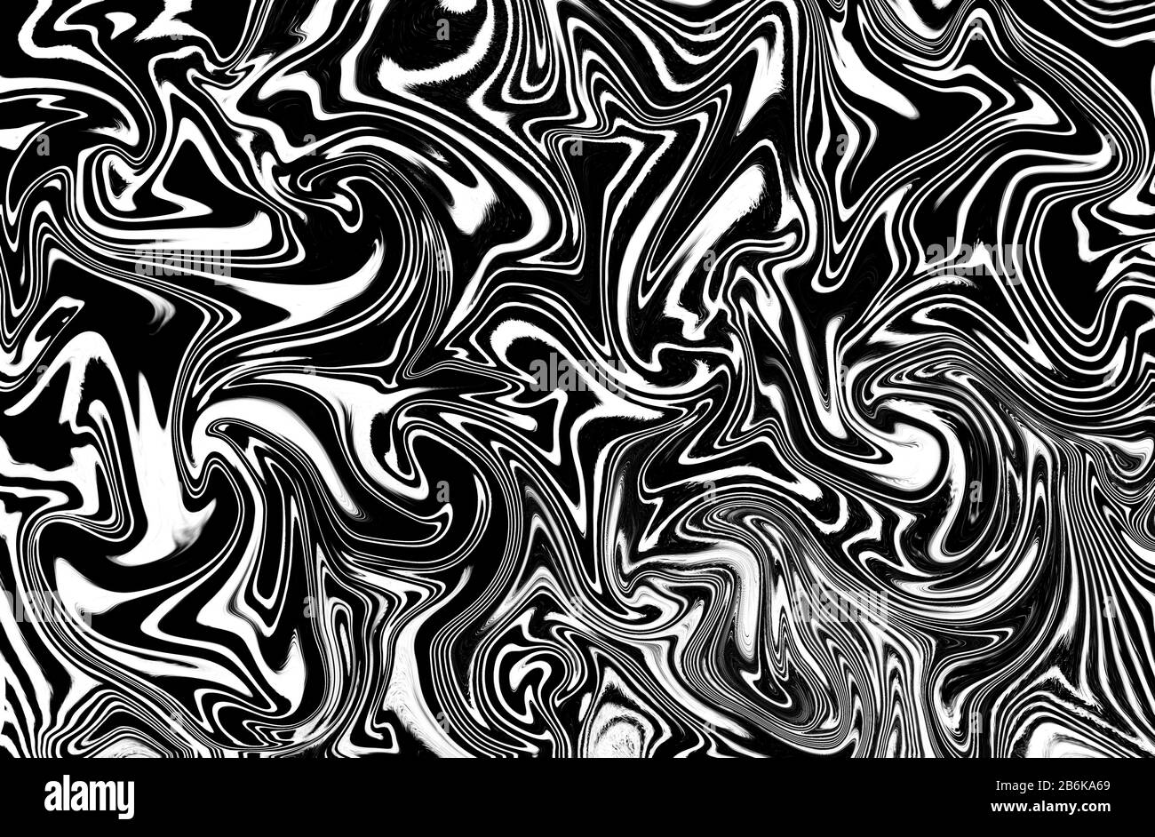 Fond de tourbillons de peinture liquide marbling noir et blanc. Peinture fluide texture abstraite. Banque D'Images