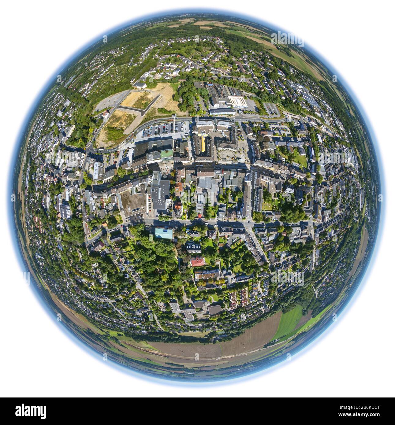 Centre-ville de Heiligenhaus, vue aérienne, 05.09.2013, Allemagne, Rhénanie-du-Nord-Westphalie, Bergisches Land, Heiligenhaus Banque D'Images