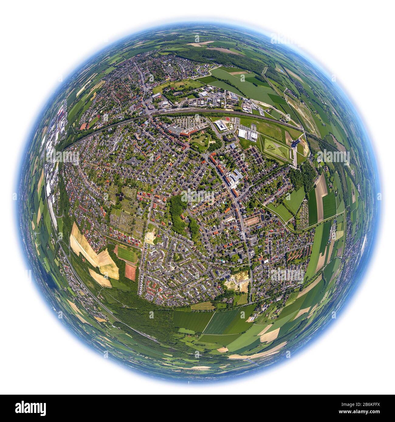 Centre-ville de Boenen, vue aérienne, 19.05.2014, Allemagne, Rhénanie-du-Nord-Westphalie, région de la Ruhr, Boenen Banque D'Images