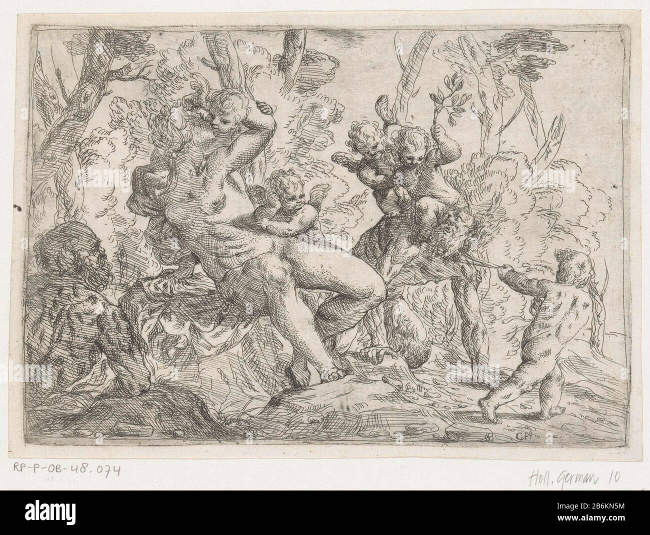 Un satyr par putti et Vénus a pris Paysage avec Vénus gauche et putti une pierre. Vénus embrasse un puto. Trois putti droits avec un évaluateur capturé. Fabricant : fabricant d'impression: Giovanni Pietro Possenti (indiqué sur l'objet) Lieu de fabrication: Italie Date: 1628 - 1659 Caractéristiques physiques: Gravure avec un matériau de ton: Technique du papier: Gravure / mesures de ton: Bord de la plaque: H 154 mm × W 220 mm Sujet : Satyr (s) (en général) satyr (s) (en général) - souffrance, malhecupids 'amores', 'amoretti', 'putti' (histoire de) Vénus (Aphrodite) Banque D'Images