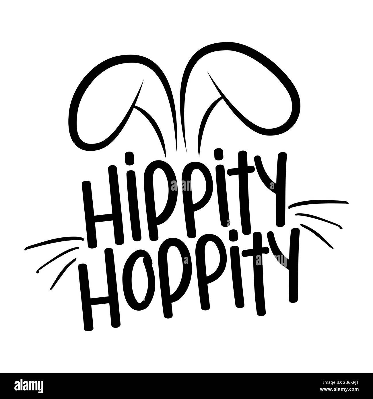 Hippity Hoppipipipipipitié - Joli motif lapin, drôle de gribouille dessinée à la main, dessin animé lapin de Pâques. Idéal pour les enfants, le livre, l'affiche ou le t-shirt textile dessig graphique Illustration de Vecteur