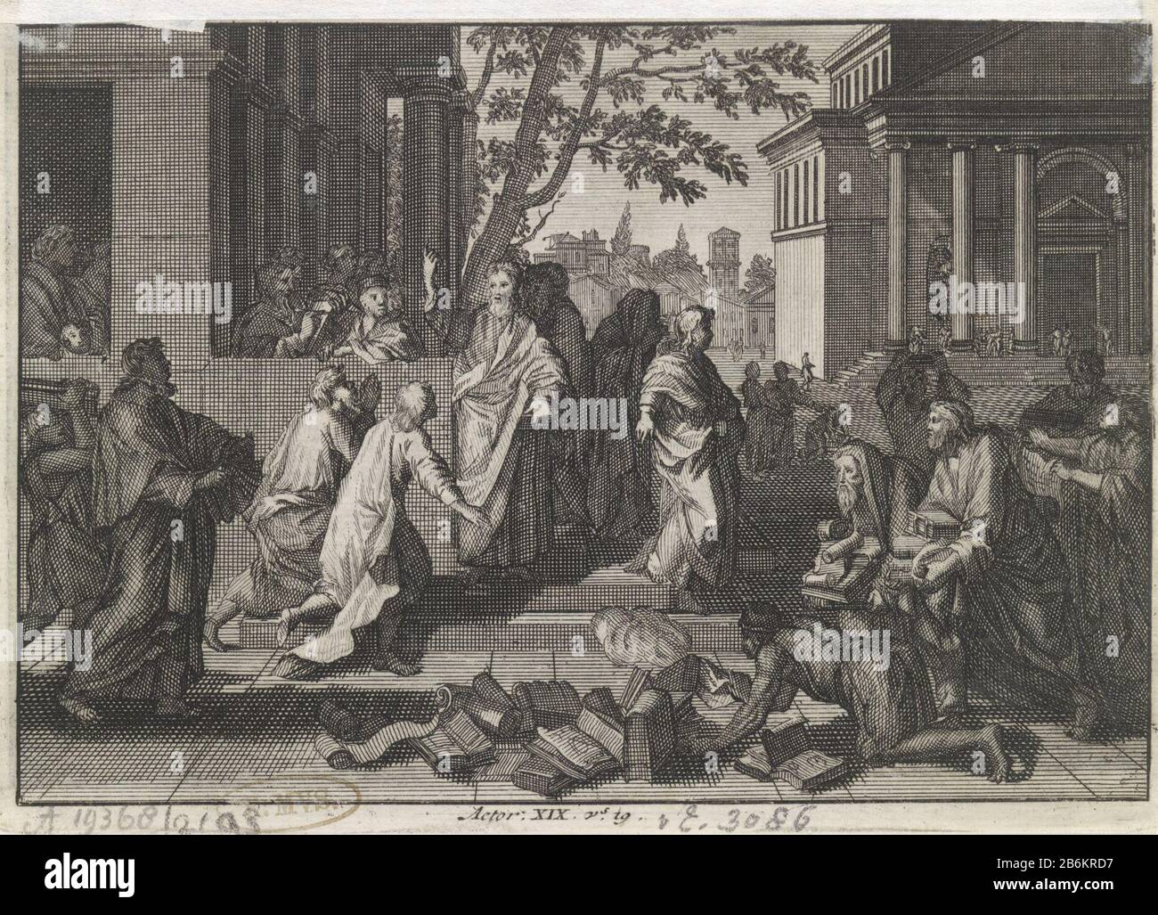 Ephesians a brûlé leurs livres dans le type d'objet public: Illustration du livre photo Numéro d'article: RP-P-1896-A 19368-2193 (V) marquage / marques: Marque du collectionneur, recto centre inférieur, estampillé: Lugt 2228 Fabricant : printmaker: Jan Luyken (possible) Editeur: Pieter Mortier (I) Lieu de fabrication: Printmaker: Haarlem Éditeur: 1762 - Amsterdam 1762 Caractéristiques physiques: 1762 Matériau de gravure: Technique du papier: Dimensions de gravure: Feuille: H 110 mm × W 158 mmimpression Toelichtingde sur le verso est une première fois comme pour l'illustration du livre pour David Martin. Histoire de l'ancien et du Nouveau Testament. Amsterdam, Pieter Mo Banque D'Images