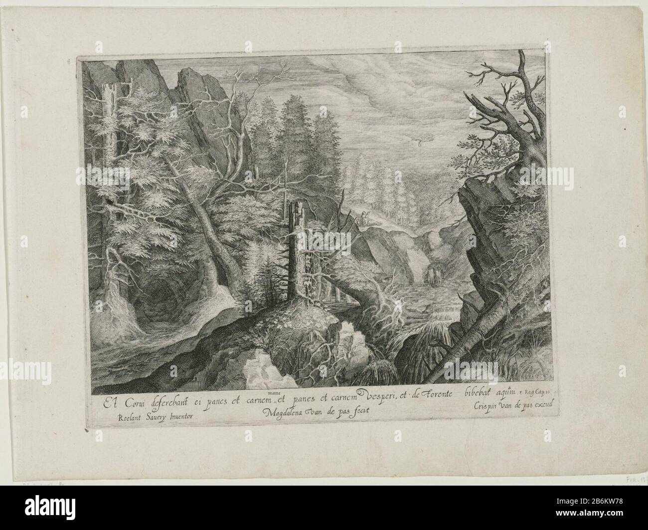 Paysage Boise Avec Elijah Se Trouve Le Long Du Ruisseau Cherith Un Corbeau Lui Apporte Du Pain Et De La Viande Dans La Marge Kon Une Citation De Bible De 1 17