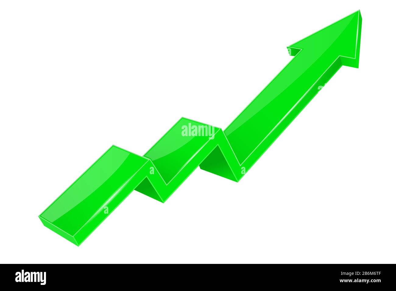 Flèche financière. Graphique en relief vert brillant Illustration de Vecteur