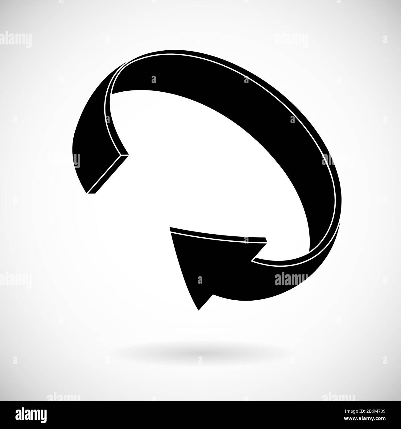 Flèche noire en mouvement circulaire. Icône plate Illustration de Vecteur