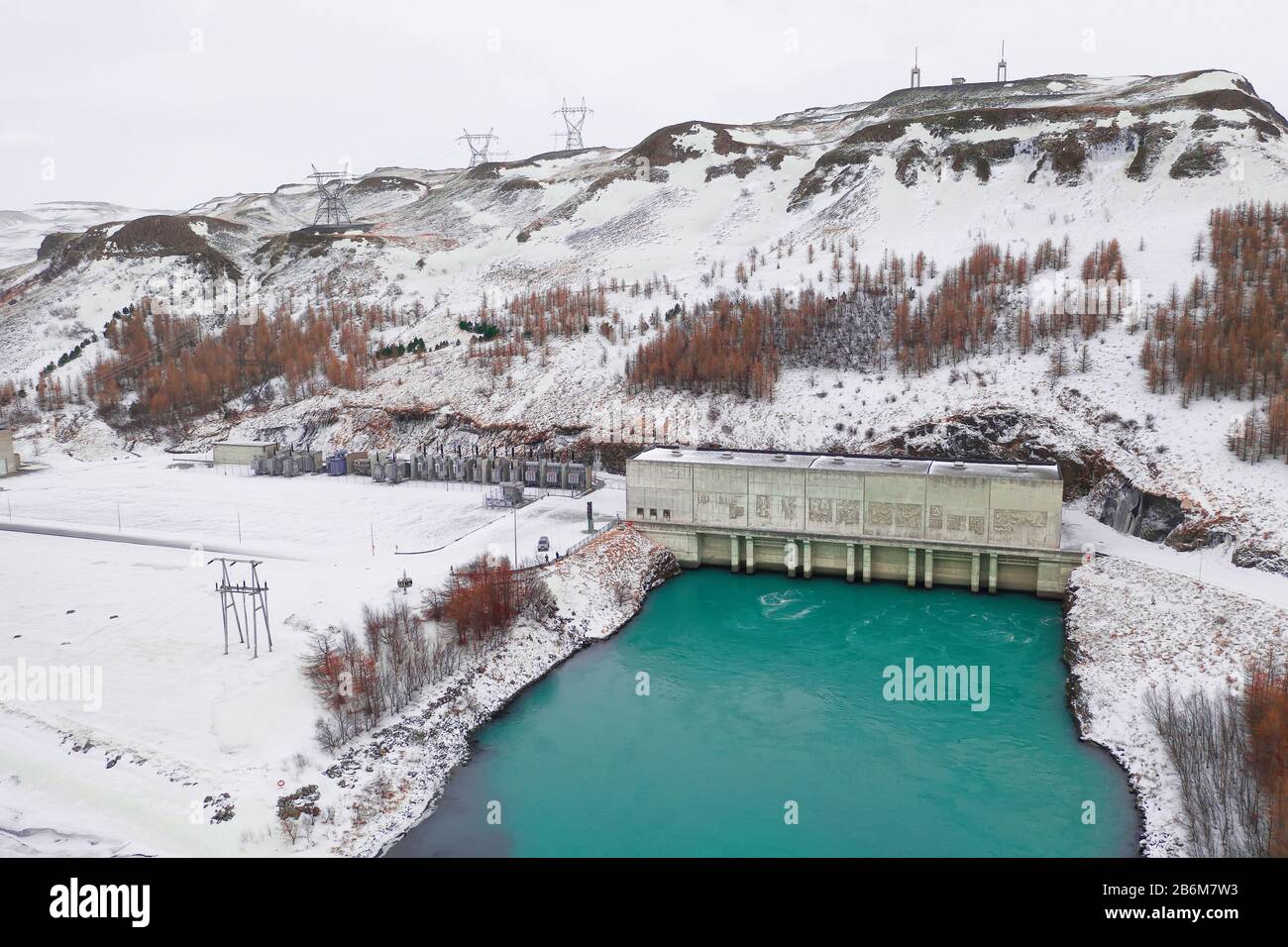 Centrale Hydroélectrique De Burfellsvirkjun, Thjorsardalur, Islande Banque D'Images