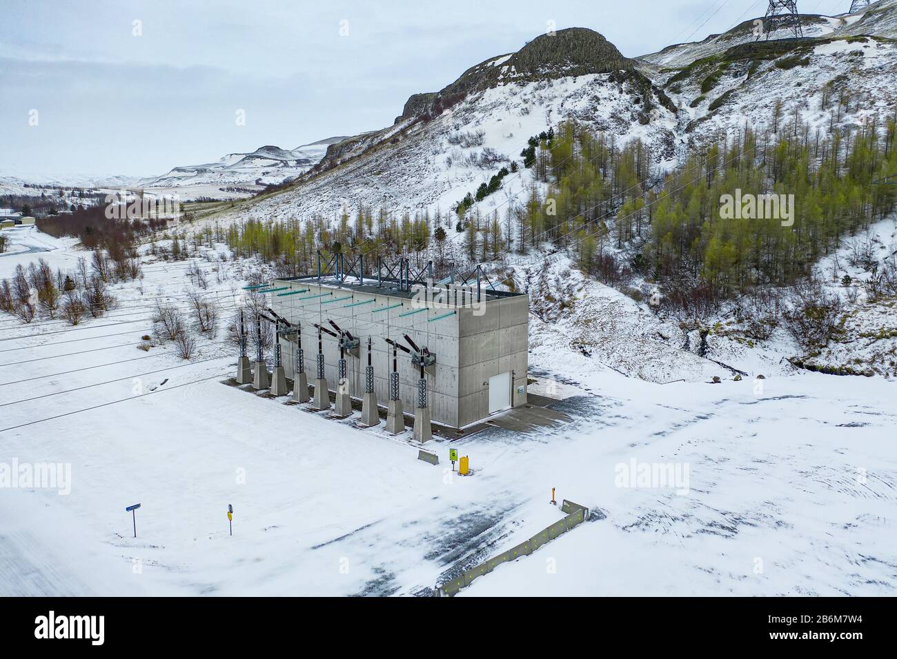 Centrale Hydroélectrique De Burfellsvirkjun, Thjorsardalur, Islande Banque D'Images