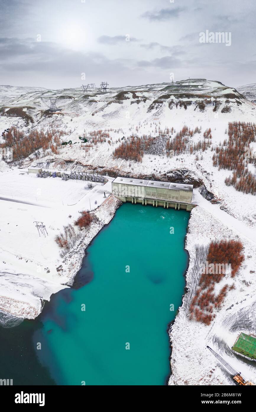Centrale Hydroélectrique De Burfellsvirkjun, Thjorsardalur, Islande Banque D'Images