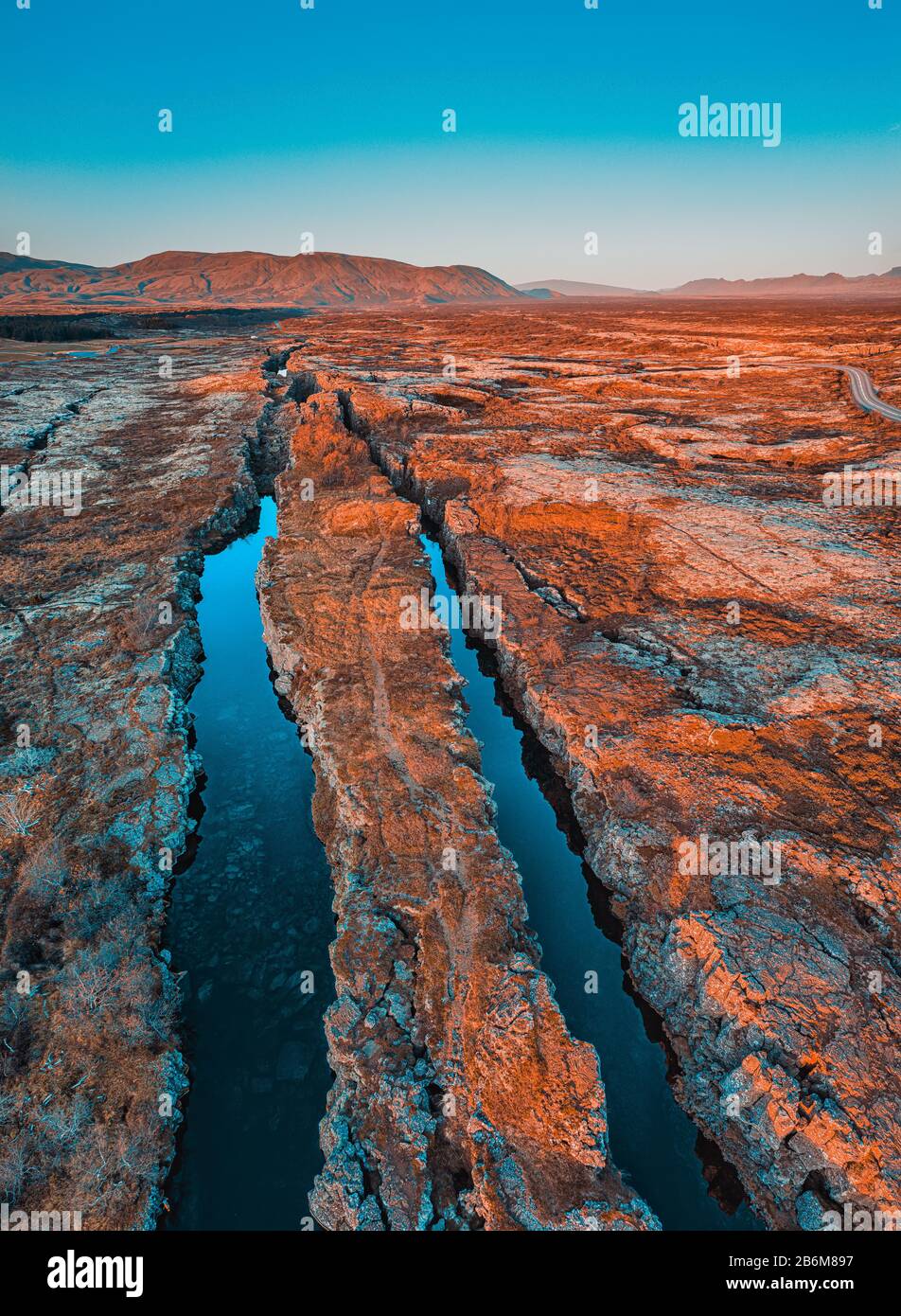 Automne, Flosagja Fissure, Parc National De Thingvellir, Islande Banque D'Images