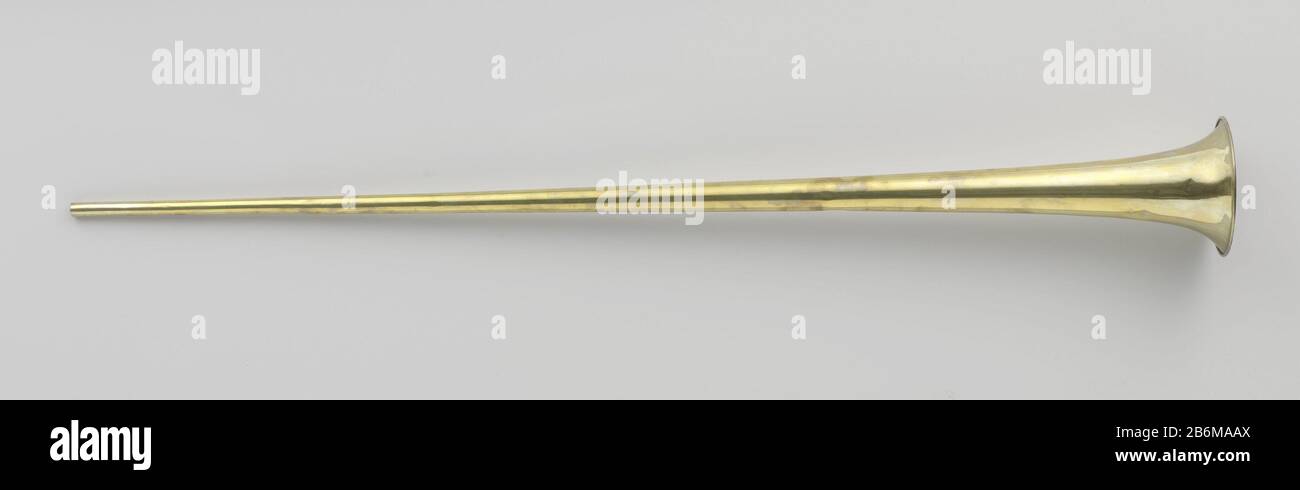 Fanfaretromet Trumpet wind Type d'objet: Instrument de vent musical  trompette fanfare trompette Numéro d'objet: Nm-NM-10385-174-G-1 Définition:  Vent Trumpet composé d'un tube droit fin se terminant dans un calice large.  Le gicleur ontbreekt.