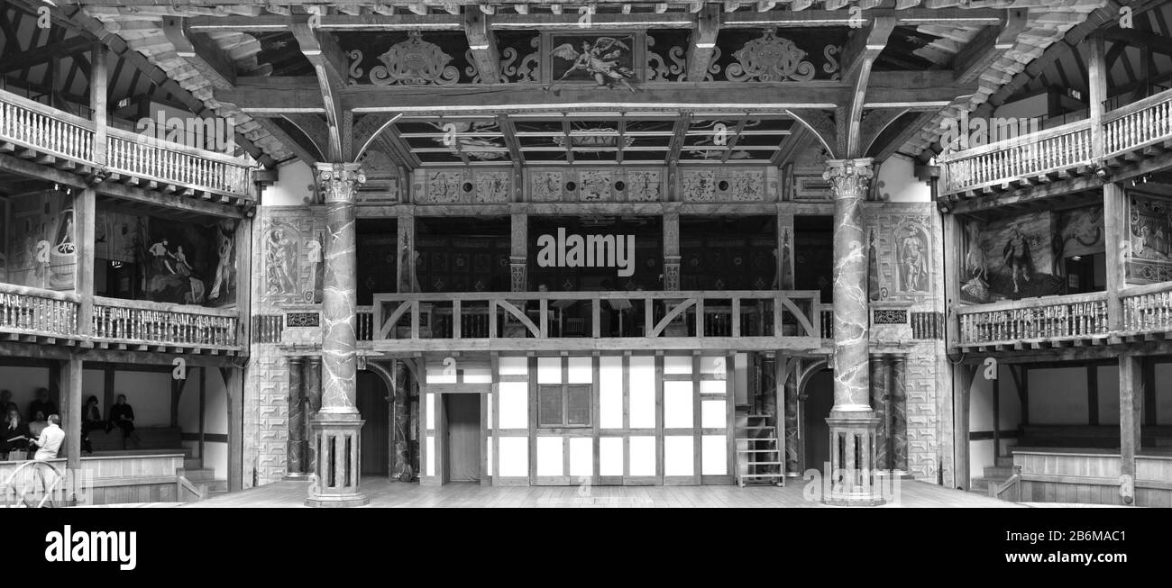 Intérieur d'un théâtre, Globe Theatre, Londres, Angleterre Banque D'Images