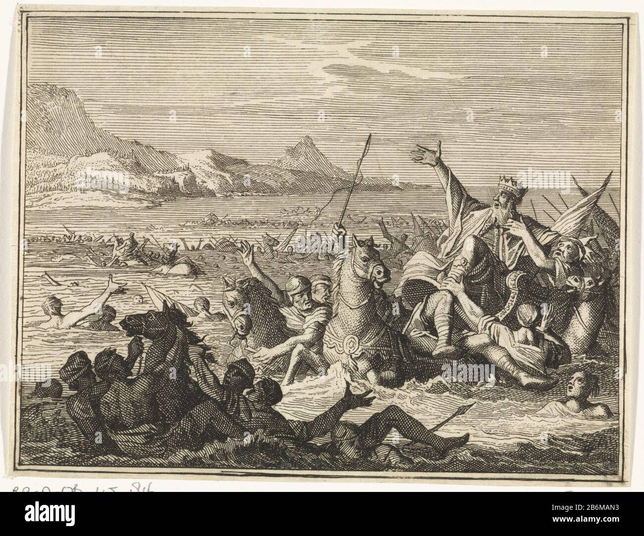 Farao's leger verdrinkt in de Rode Zee l'armée de Pharaon s'est noyée dans le Zee rouge Type d'objet : photo Numéro d'article: RP-P-OB-45.816Catalogusreferentie: Van Eeghen 4112 Inscriptions / marques: Marque du collectionneur, verso, estampillée: Luyken fabricant: 1712 Caractéristiques physiques: Gravure; matériel d'épreuvage: Papier technique: Dimensions de gravure: Feuille: 113 mm × H 147 b mmToeliechtingillustratie de: Luyken, Jan. Les histoires de schriftuurlyke et gelyk niches de l'ancien et des nouveaux Pactes, 2 parties. Amsterdam Banque D'Images
