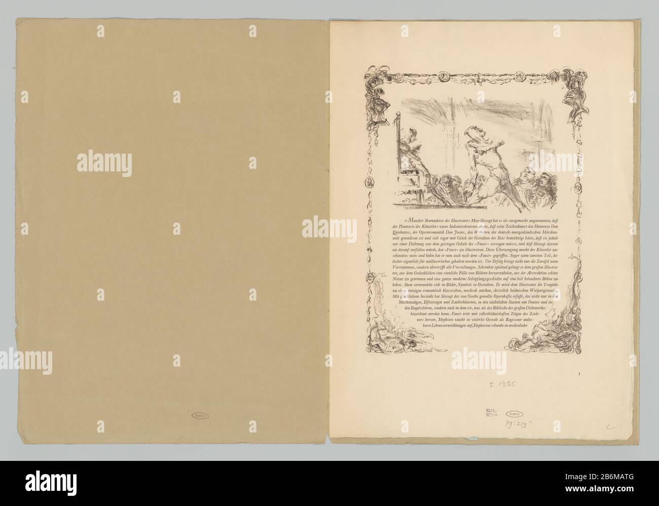 Faust Faust Type d'objet : prent Objectnummer: RP-P-1979-219-1 Inscriptions / Merken: Marque du collectionneur , verso, gestempeld: Lugt 2228 Fabricant : Pentmaker: Max Slevogtuitgever: Bruno CassirPlaats fabrication: Prijn Dating: 1925 kenmerken physique: Lithographie en tekst in bekbeklk (matériel: Lek) H 454 mm × b 330 mm Objet : Faust Banque D'Images