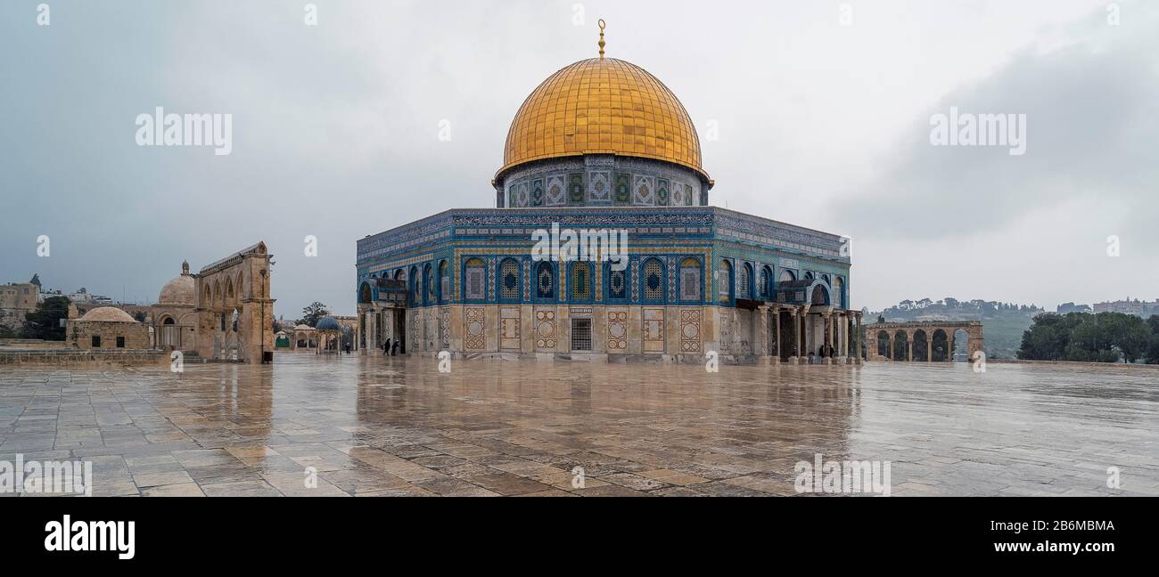 Dôme Du Rocher, Mont Du Temple (Haram Esh-Sharif), Vieille Ville, Jérusalem, Israël Banque D'Images