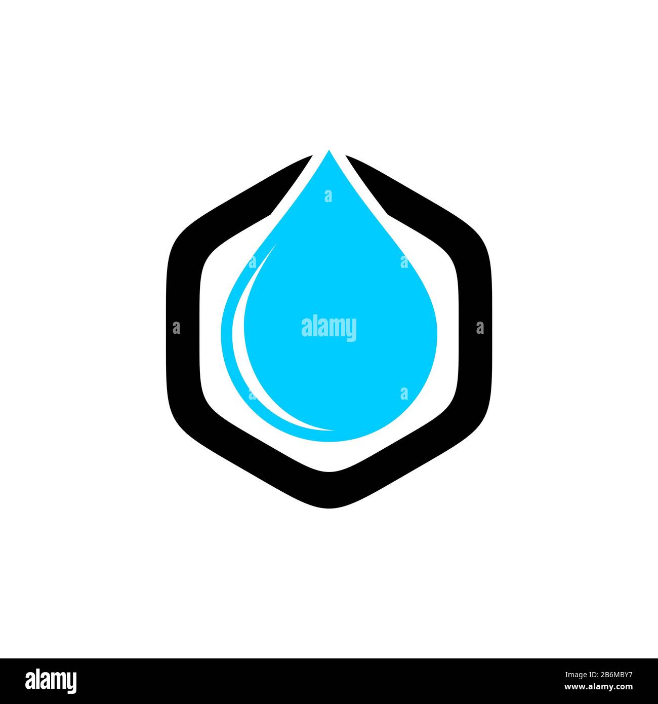 Blue Drop Water Forme Hexagonale Logo Illustration Design. EPS vectoriel 10. Banque D'Images