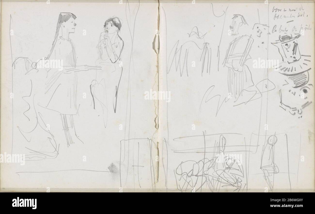 Figuurschoes Page 109 et page 110 d'un croquis avec 81 bladen. Fabricant : artiste George Hendrik Breitner Lieu de fabrication: Pays-Bas Date: CA. 1880 - env. 1906 Caractéristiques physiques: Crayon matière: Crayon de papier Sujet: Femme adulte de mana Banque D'Images