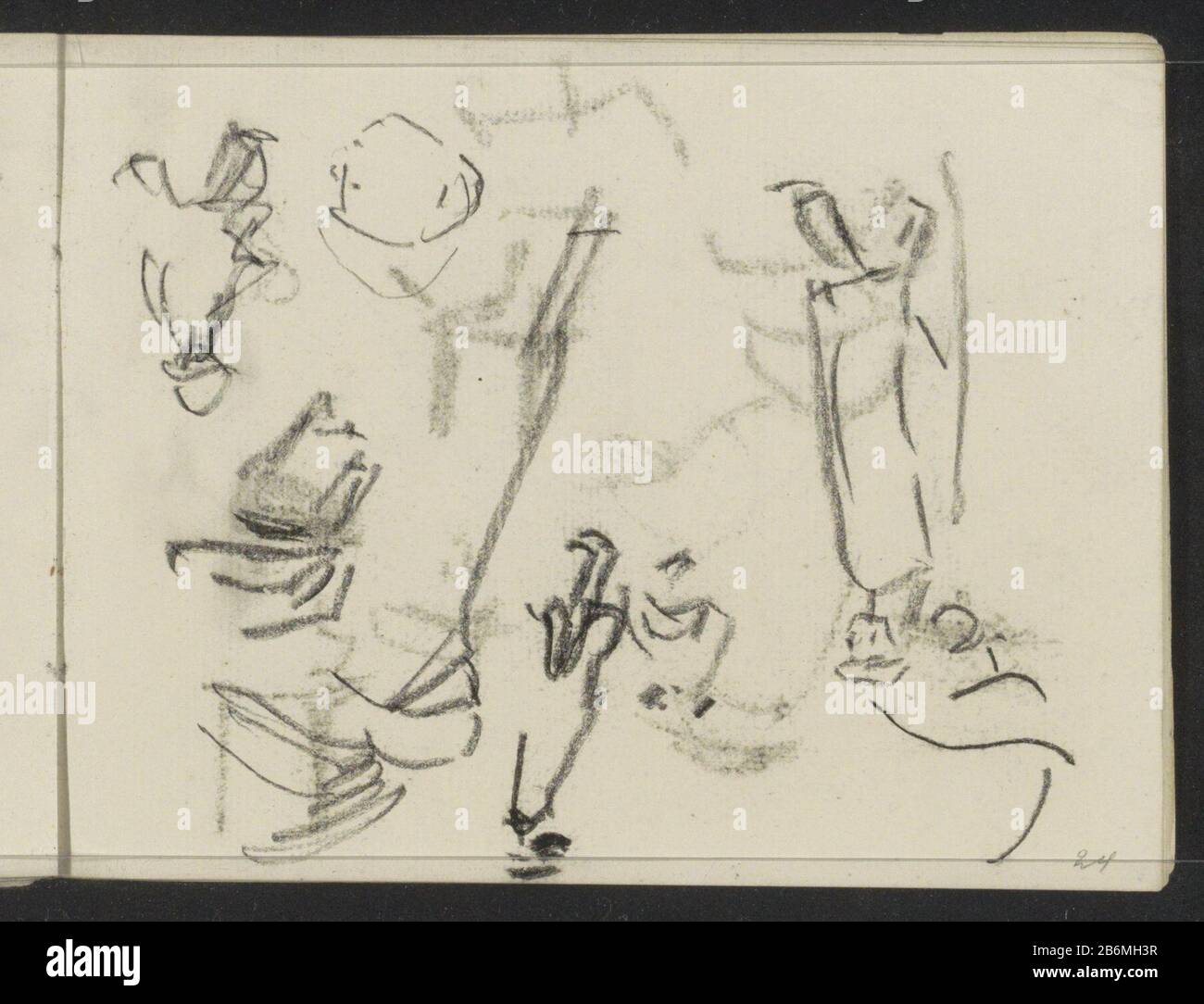 FiguurStudy Figure Study Object Type: Sketchbook sheet référence: RP-T-1935-145-24 (R) Description: Feuille 24 recto de sketchbook LXIV 29 bladen. Fabricant : artiste: Isaac Israel Lieu fabrication: Amsterdam (possible) Date: C. passible - 1934 Caractéristiques physiques: Noir craie matière: Papier craie Sujet: Tête (humaine) adulte (+ debout) Banque D'Images