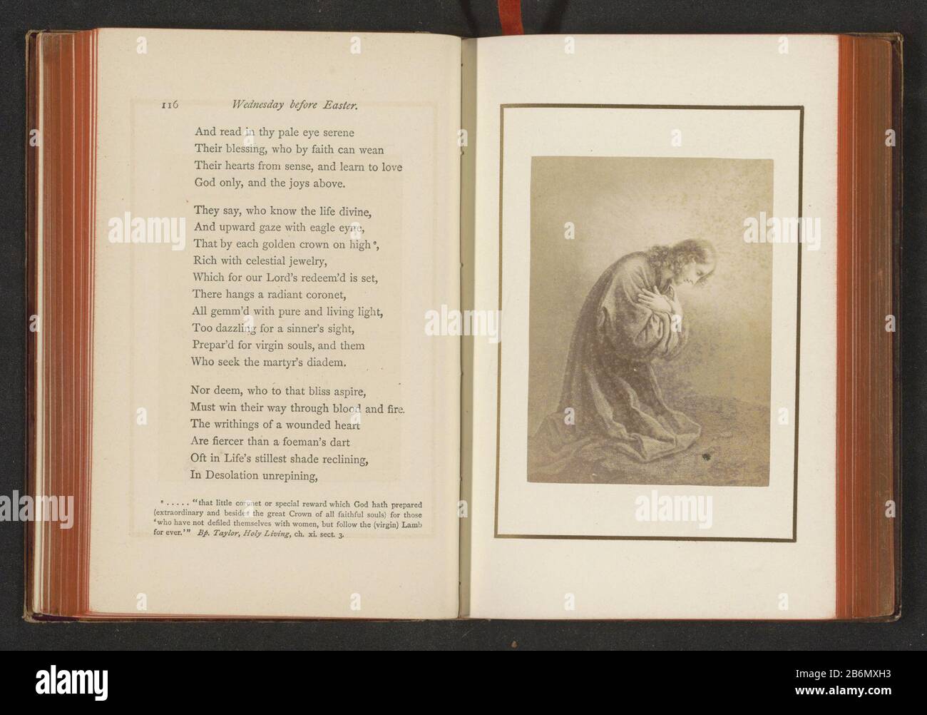 Fotoreproductie van een prent, voorstellende Christus bidt photo reproduction d'une photo, représentant le Christ rayons Type d'objet: Page reproduction d'image Numéro d'article: RP-F 2001-7-1-4 Fabricant : Photographe: Anonyme à imprimer par: Anonyme Date: CA. 1870 - ca. 1875 matériau: Technique du papier: Albumen dimensions de l'impression: Photo: H 93 mm × W 68 mmTroelichtingFoto recto page 116. Sujet: Christ priant (en général), par exemple: Dans le désert Banque D'Images