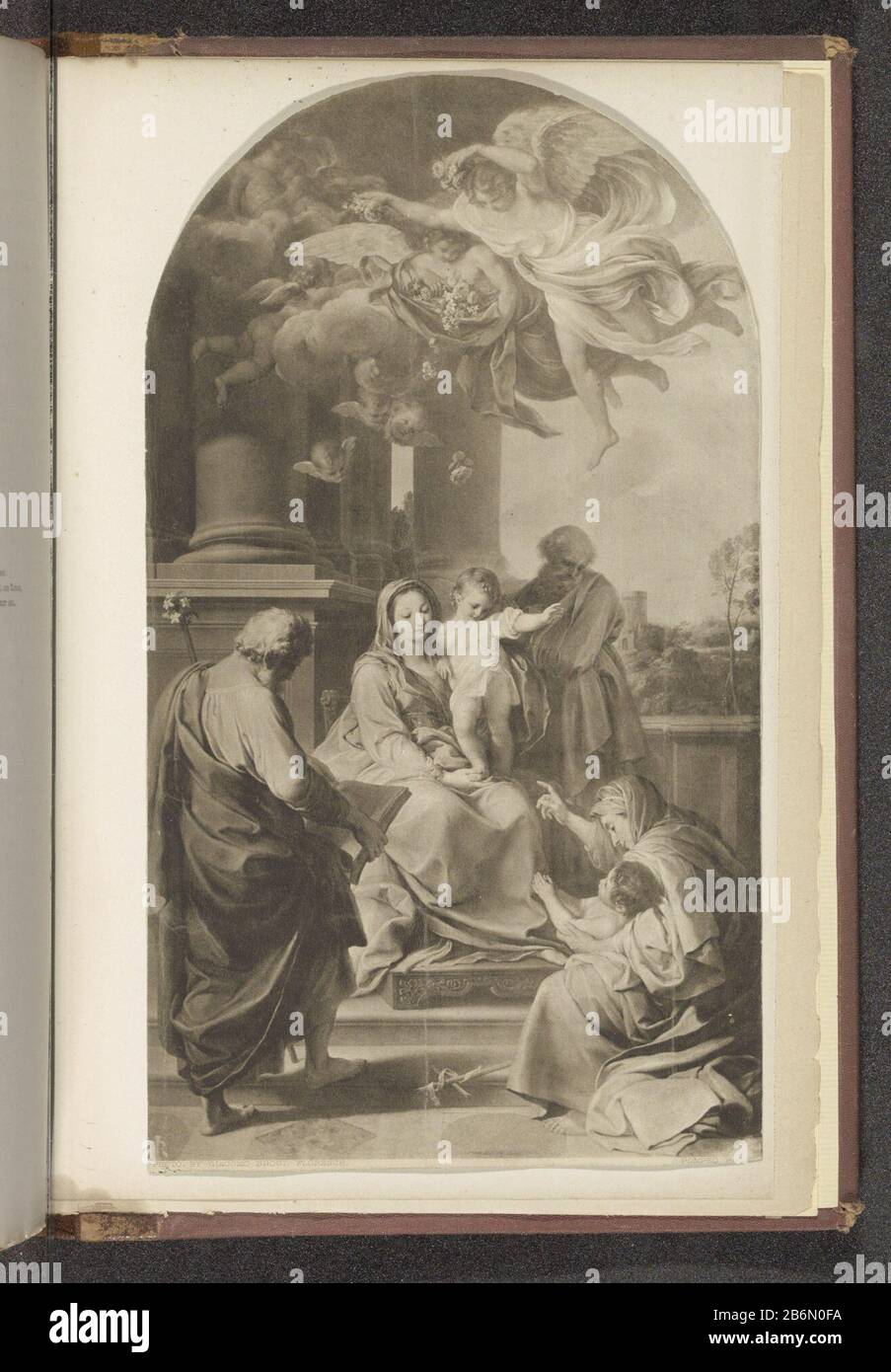 Fotoreproductie van een schilderij, voorstellende Maria met Kind en heiligen photo reproduction d'une peinture représentant Marie avec enfant et Saint type d'objet: Photo omécanique imprimer reproduction page Numéro d'article: RP-F 2001-7-33-27 Fabricant : photographe Giacomo Brogi (bâtiment classé) clichémaker: Anonyme à la peinture de: Pompeo Batoni (indiqué sur l'objet: CA Dating: CA. 1872 - à l'intérieur ou à l'avant 1882 matériau: Technique du papier: Rotogravure Dimensions: Photo: H 243 mm × W 136 mmToelichtingPrent est lâche à l'arrière de boek. Objet: Marie assise sur des marches ou un escalier  Madonna et refr Banque D'Images