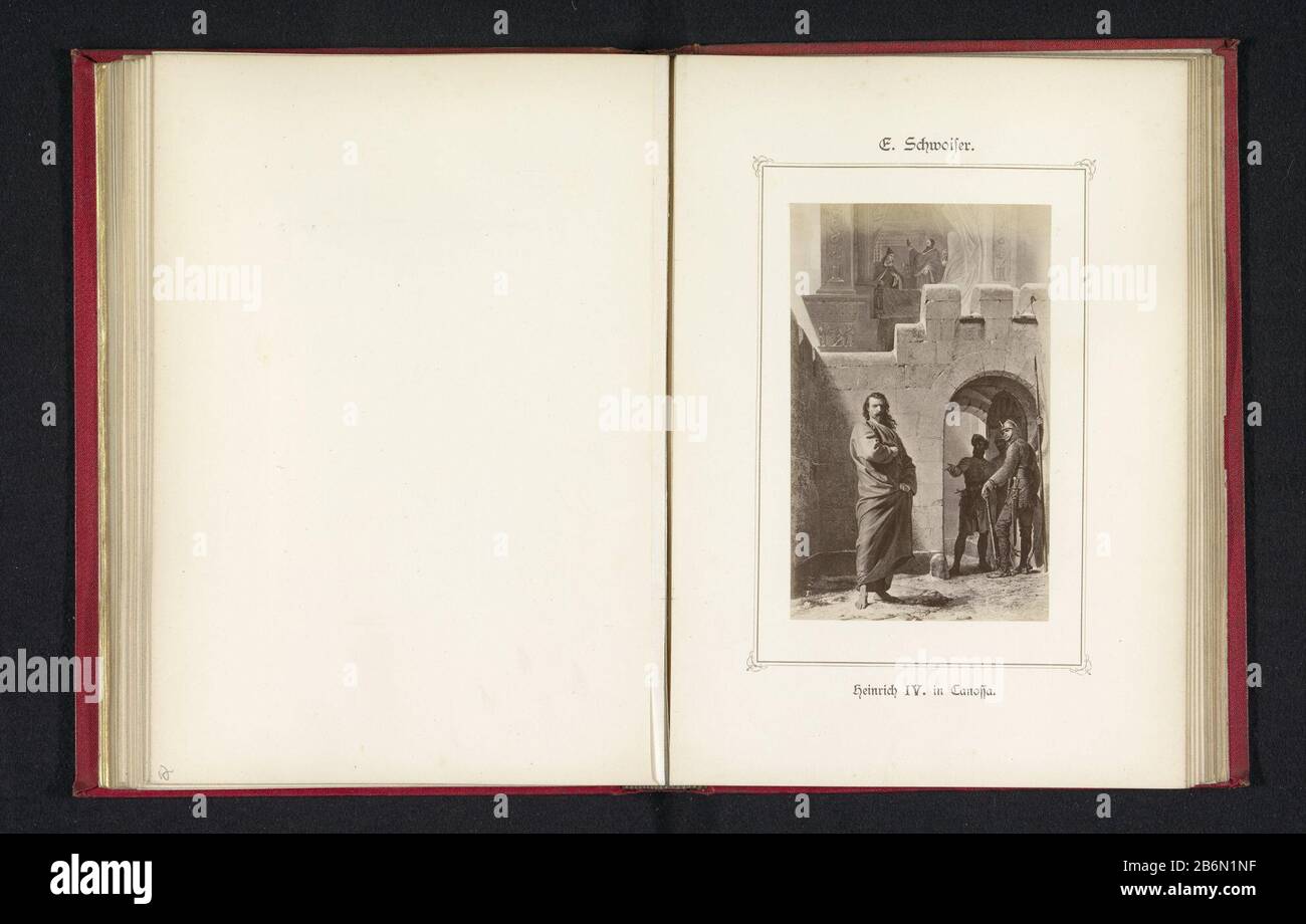 Fotoreproductie van een schilderij, voorstellende keizer Hendrik IV te Canossa Heinrich IV à Canossa (objet op de titre) reproduction d'une peinture représentant l'empereur Henry IV CanossaHeinrich IV Canossa (titre objet) Type de bien: Page de reproduction de photos Numéro d'article: RP-F 2001-7-864-18 Fabricant : Photographe: Anonyme à la peinture par Eduard Schwoiser (inscrit) Date: CA. 1875 - env. 1880 matériau: Technique du papier: Albumen dimensions de l'impression: Photo: H 135 mm × W 80 mmToelichtingFoto après la page 48. Objet: EmperorWie: Henri IV (empereur germano-romain) Banque D'Images