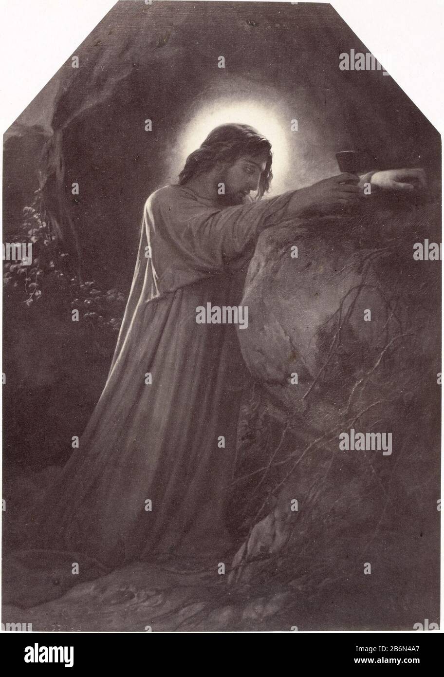 Fotoreproductie van schilderij DOOR Paul Delaroche le Christ au jardin des oliviers photo reproduction de peinture par Paul Delaroche: Le Christ au jardin des olivier Type d'objet: Photo Numéro d'article: RP-F-F25505-BV Fabricant : Photographe: Robert Jefferson Binghamuitgever: Goupil & Dating Cie: 1858 Caractéristiques physiques: Photo print et légal Banque D'Images