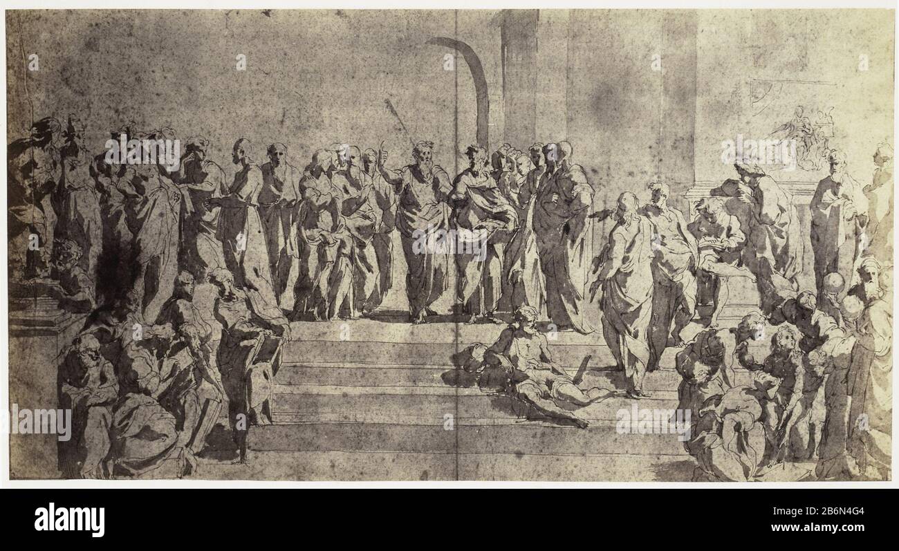 Fotoreproductie van tekening Raphael uit Windsor Castle, School van Athene photo reproduction de dessin Raphael du château de Windsor, École d'Athènes Type de bien: Photographies Numéro d'article: RP-F-F25400-AT Fabricant : Photographe: Charles Thurston Thompson Date: 1857 Caractéristiques physiques: Albumen impression: Albumen imprimer achats et juridique Banque D'Images