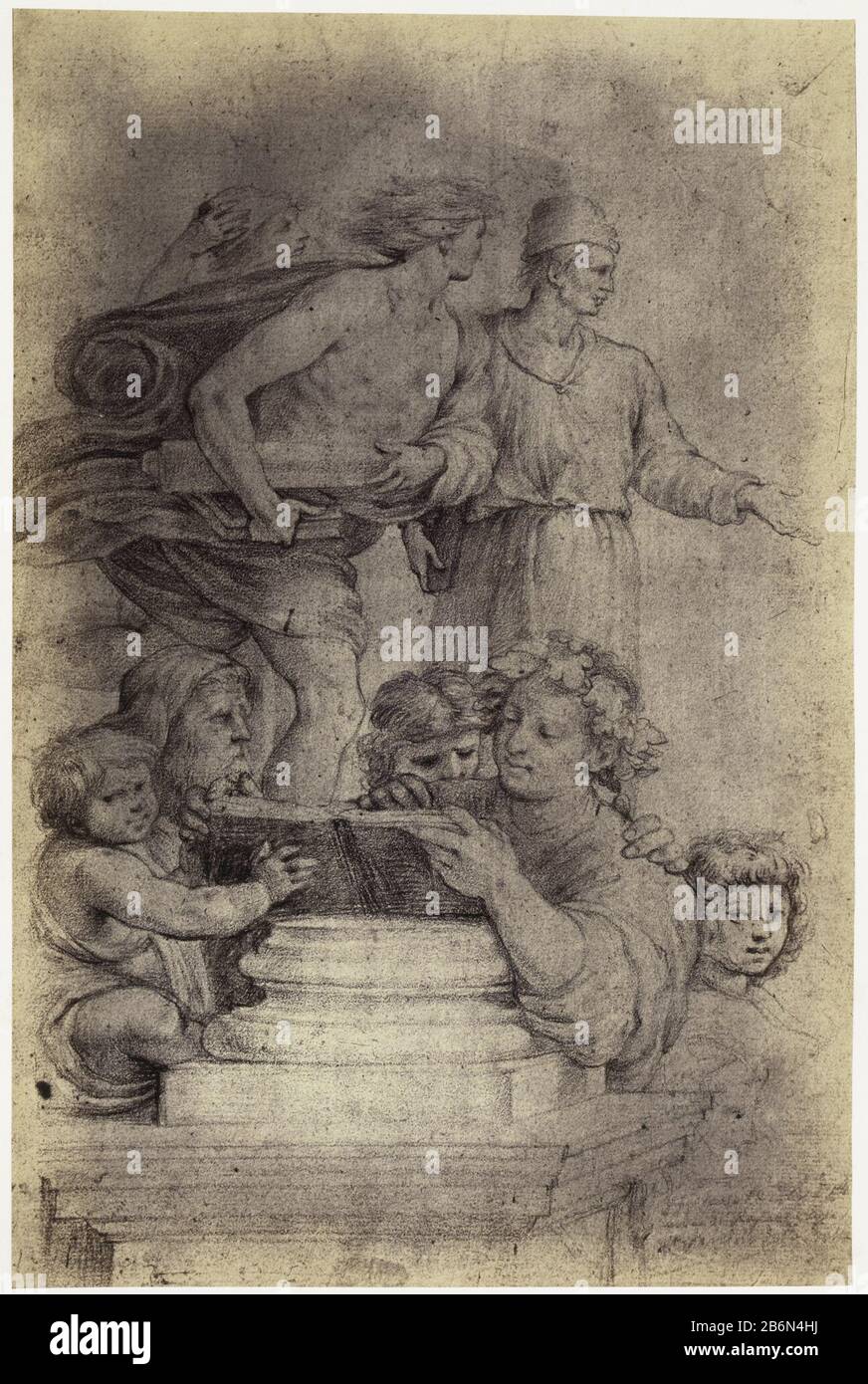 Fotoreproductie van tekening Raphael uit Windsor Castle, leerlingen met boeken photo reproduction de dessin Raphael du château de Windsor, Etudiants avec livre Type d'objet: Photo Numéro d'article: RP-F-F25400-au Fabricant : Photographe: Charles Thurston Thompson Date: 1857 Caractéristiques physiques: Albumen impression: Albumen print Procurement et juridique Banque D'Images