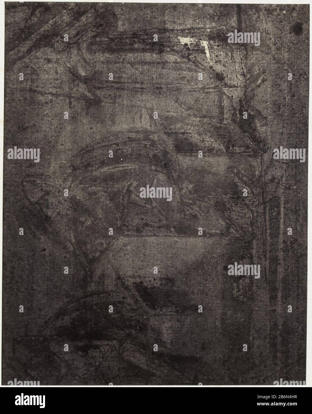 Fotoreproductie van tekening Raphael uit Windsor Castle, drie figuren, waarvan een achter lessenaar photo reproduction du dessin Raphael du château de Windsor, trois figures, où: A behind lectern type d'objet: Photo No. D'article: RP-F-F25400-AH Fabricant : Photographe: Charles Thurston Thompson Date: 1857 Caractéristiques physiques: Albumen impression: Albumen impression: Albumen impression et achat légal Banque D'Images