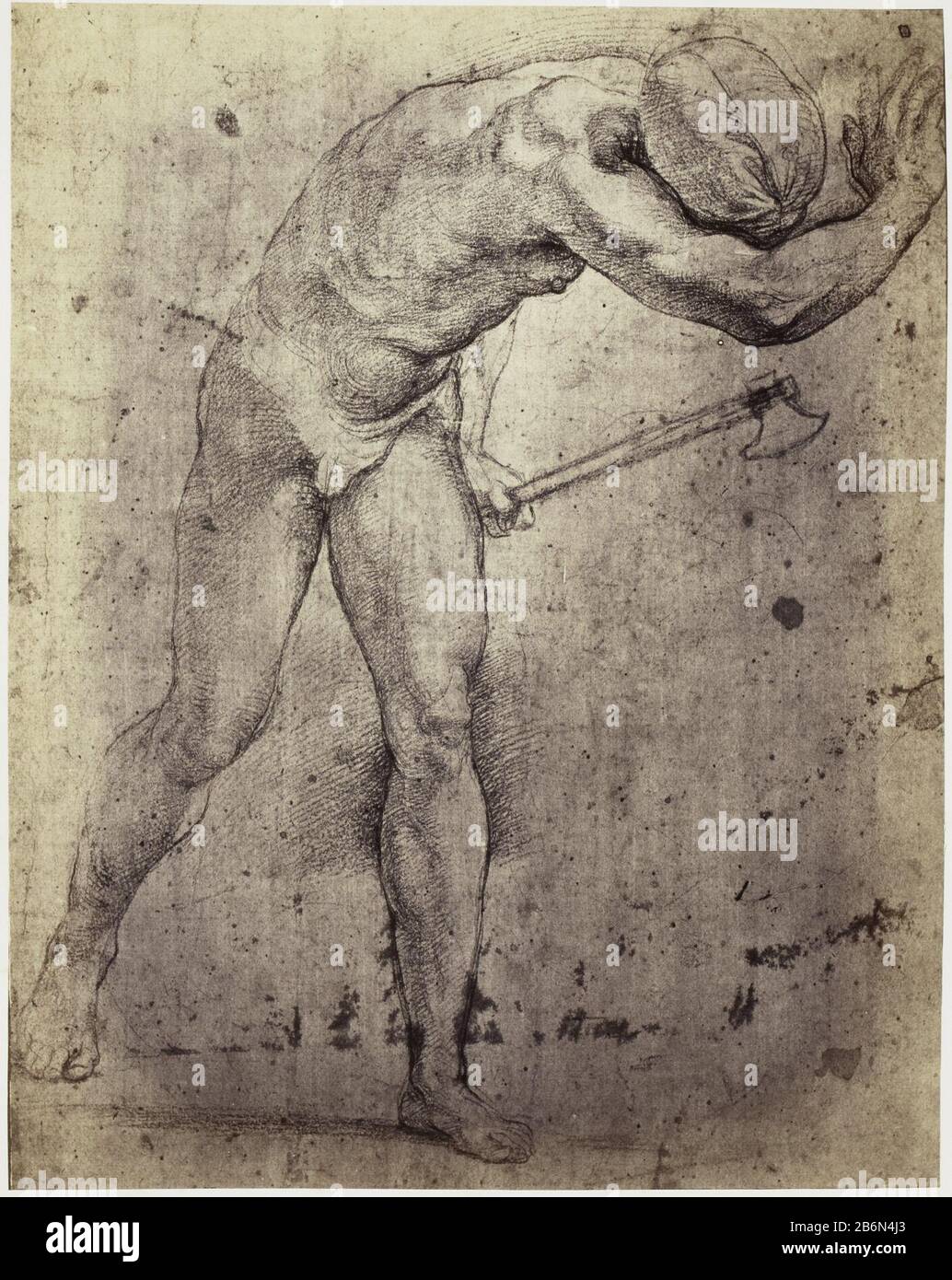Fotoreproductie van tekening Raphael uit Windsor Castle, man met bijl photo reproduction de dessin Raphael du château de Windsor, Man with AX type d'objet: Photo Numéro d'article: RP-F-F25400-Z Fabricant : Photographe: Charles Thurston Thompson Date: 1857 Caractéristiques physiques: Albumen impression: Albumen print Procurement et juridique Banque D'Images