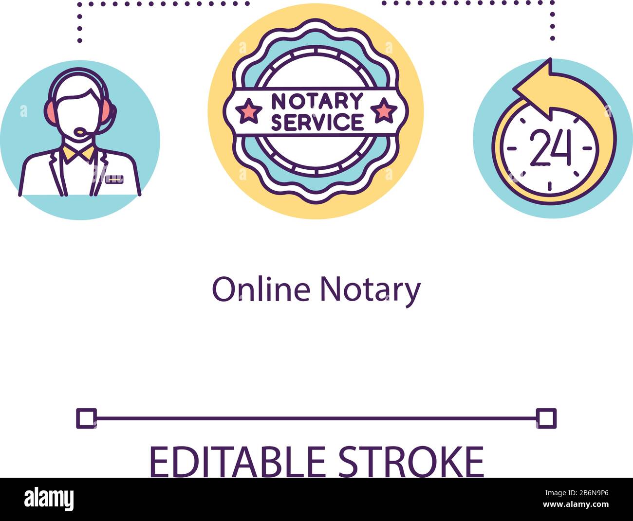 Icône de concept de notaire en ligne. Services juridiques Internet. Préconiser l'aide. Contacter le conseiller. Idée de common law illustration de la ligne mince. Vecteur isolé Illustration de Vecteur