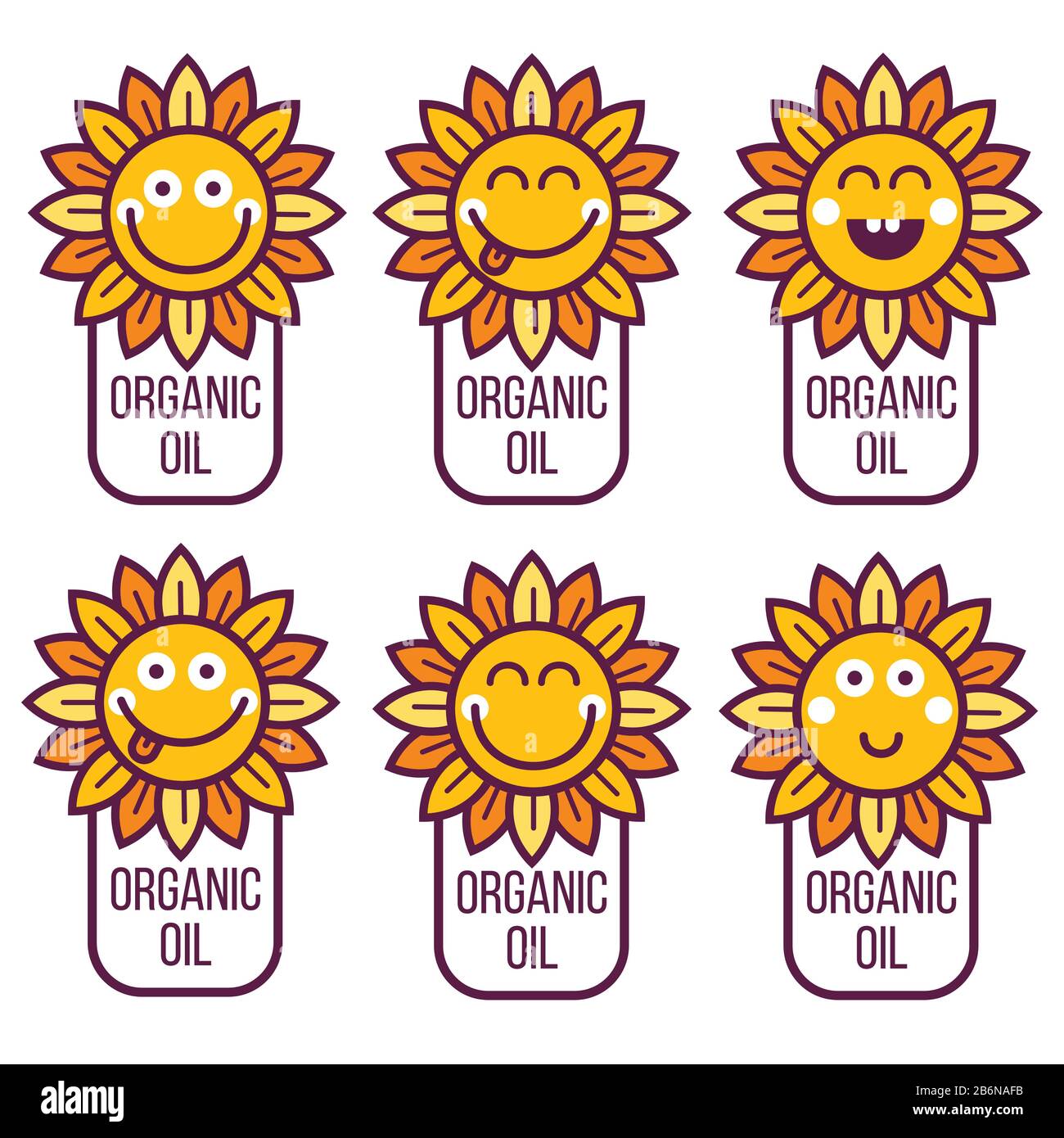 Etiquette de carte icône avatar logo élément avec Sunflower Illustration de Vecteur