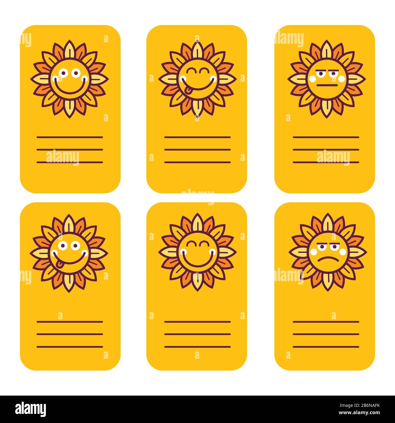 Etiquette de carte icône avatar logo élément avec Sunflower Illustration de Vecteur