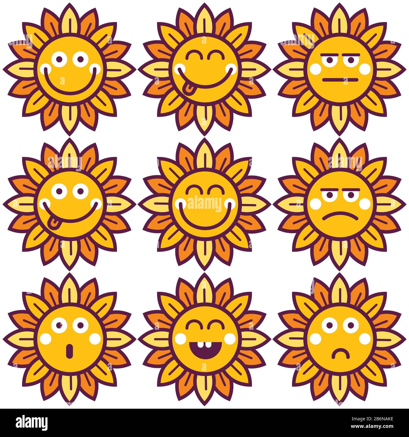 Etiquette de carte icône avatar logo élément avec Sunflower Illustration de Vecteur