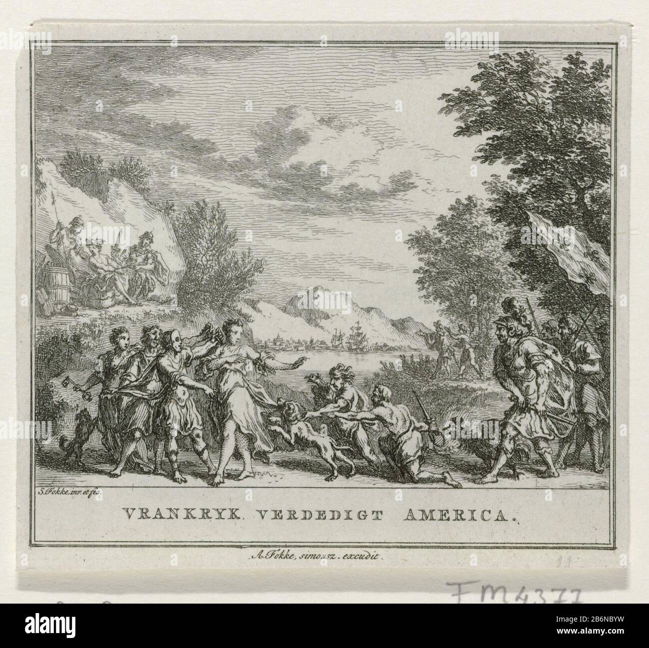 Frankrijk verdedigt Amerika Vrankryk verdedigt America (objet titel op) Allegory Où: La France défend l'indépendance de l'Amérique contre les Britanniques. Partie d'un groupe d'illustrations avec peu d'allégories sur la situation politique de l'année 1780. Fabricant : printmaker Simon Fokke (bâtiment classé) dans son dessin: Simon Fokke (bâtiment classé) éditeur: Arend Fokke Simonsz. (Propriété cotée) Lieu de fabrication: Pays du Nord des Pays-Bas Date: 1780 - 1782 Caractéristiques physiques: Matériel de gravure: Technique du papier: Gravure Dimensions: Feuille: H 91 mm × W 102 mmToelichtingGebruikt comme illustration dans: Nouveau Banque D'Images