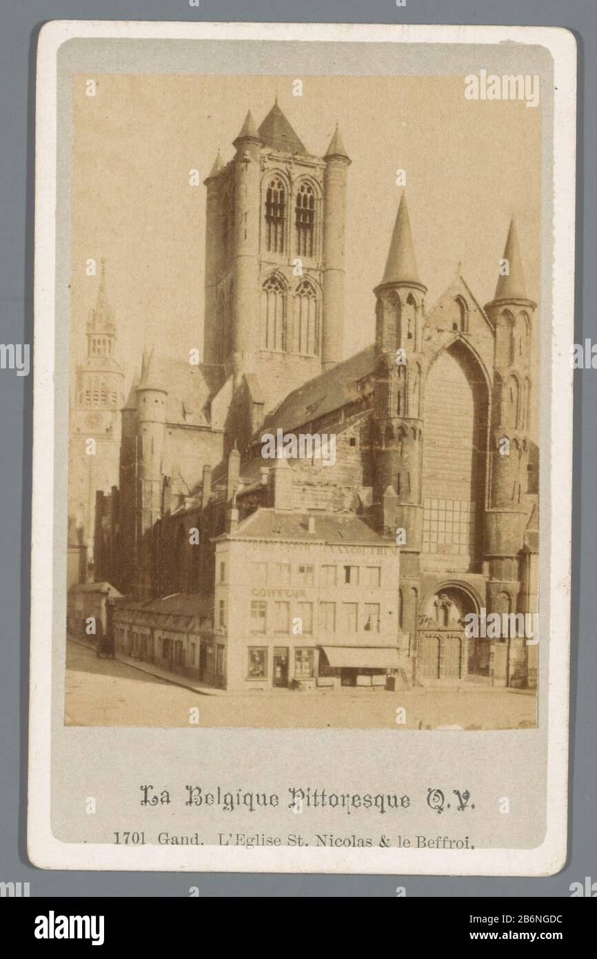 Gand, l'Eglise StNicolas et le Beffroi Gand, l'Eglise St.Nicolas et le Beffroi Type d'objet : foto carte-de-visite Objectnumer: RP-F-F24315 Fabricant : fotograaf: Jules Queval (mogelijk) Dating: 1855 - 1900 Dimensions: Geheel: 107 mm x 68 mm x 68 mm Banque D'Images