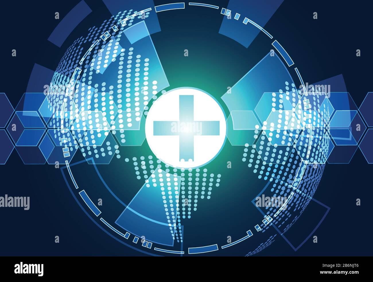 résumé technologie contexte concept santé vert bleu cercle numérique hi tech future design, scanner corps de santé:à propos du traitement aide à s'améliorer. Illustration de Vecteur