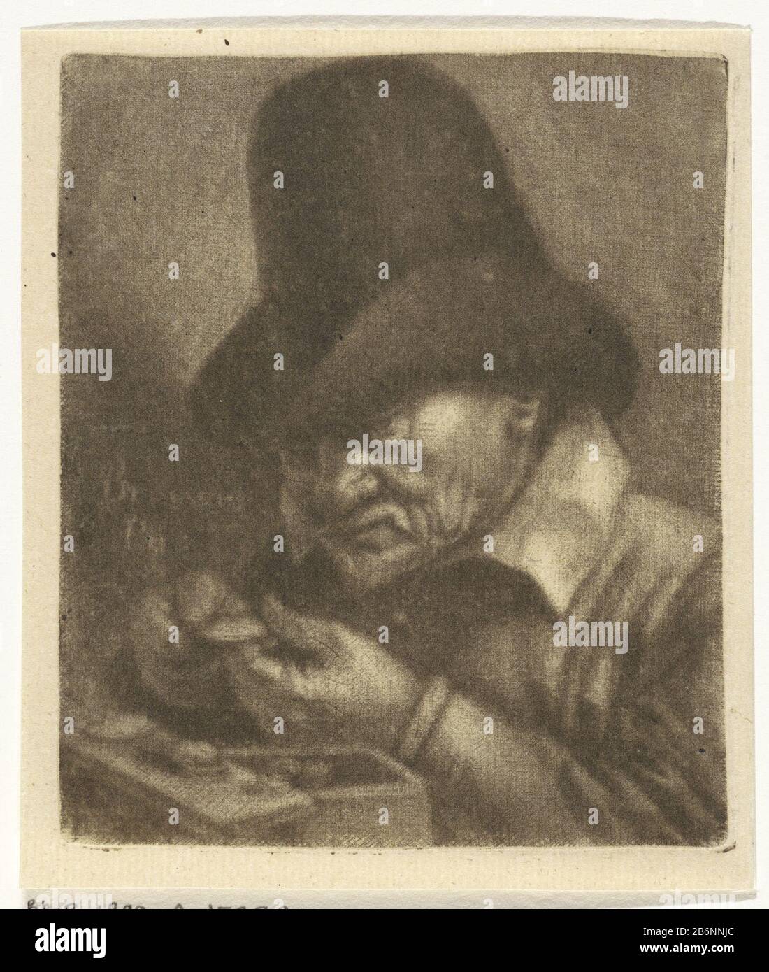 Geldteller UN homme compte muntstukken. Fabricant : printmaker Jan de Groot à concevoir: Adriaen Brouwer (propriété cotée) Lieu de fabrication: Nord des Pays-Bas Date: 1698 - 1776 Caractéristiques physiques: Mezzotint matériau: Technique du papier: Mezzotint dimensions: Bord de la plaque: H 109 mm × W 91 mm Objet: Argent Banque D'Images