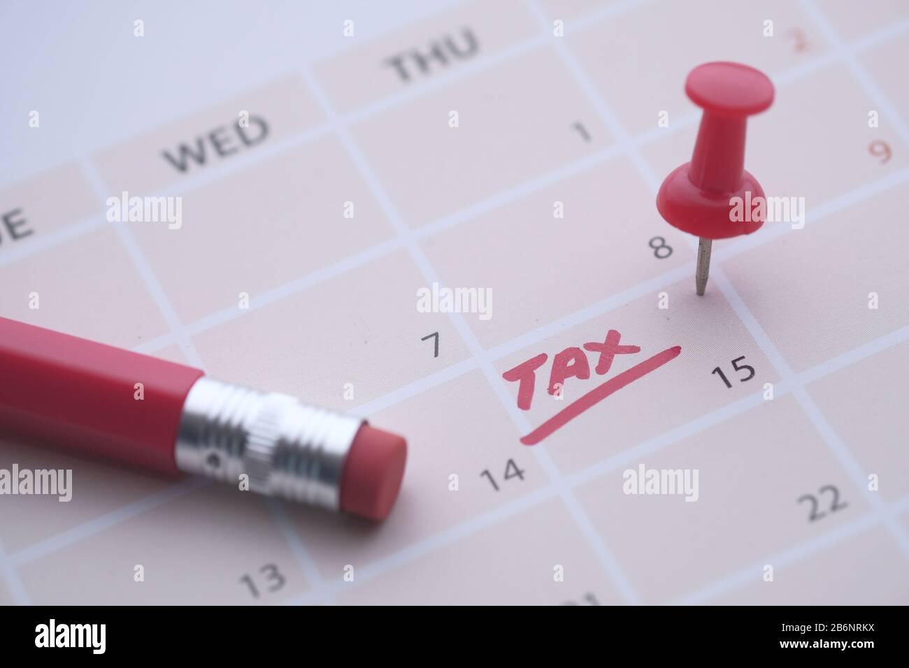 Concept de jour d'imposition. La date d'échéance de taxe aux États-Unis indiquée sur le calendrier Banque D'Images