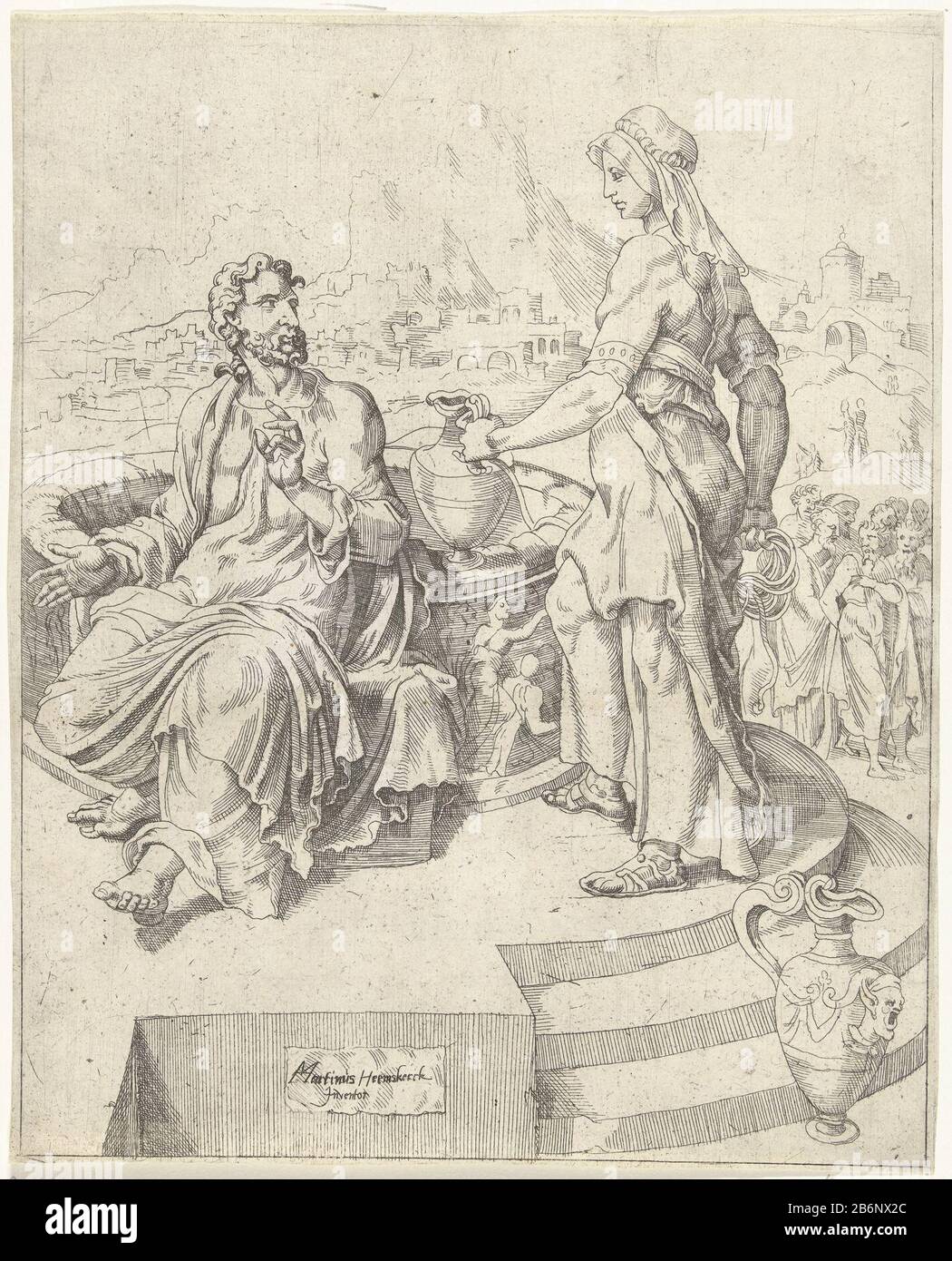 Gesprek met de Samaritaanse vrouw Val en de verlossing van de mensheid DOOR het leven en passie van Christus (servietitel) conversation avec Samaritan vrouwVal et la rédemption de l'humanité par la vie et la passion du Christ (titre de la série) Type de propriété: Photo Numéro d'article: RP-P-OB-7319Catalogusentie: The Illustrated Bartsch 25-.5New Holllstein Dutch 277Opmerking: Heemskerck Description: Christ est une source de conversation avec une femme samaritaine. Il lui demande de l'eau de son pichet. Les apôtres en arrière-plan (Jean 4 : 1-30). L'impression fait partie d'une série de trente-parties de p Banque D'Images