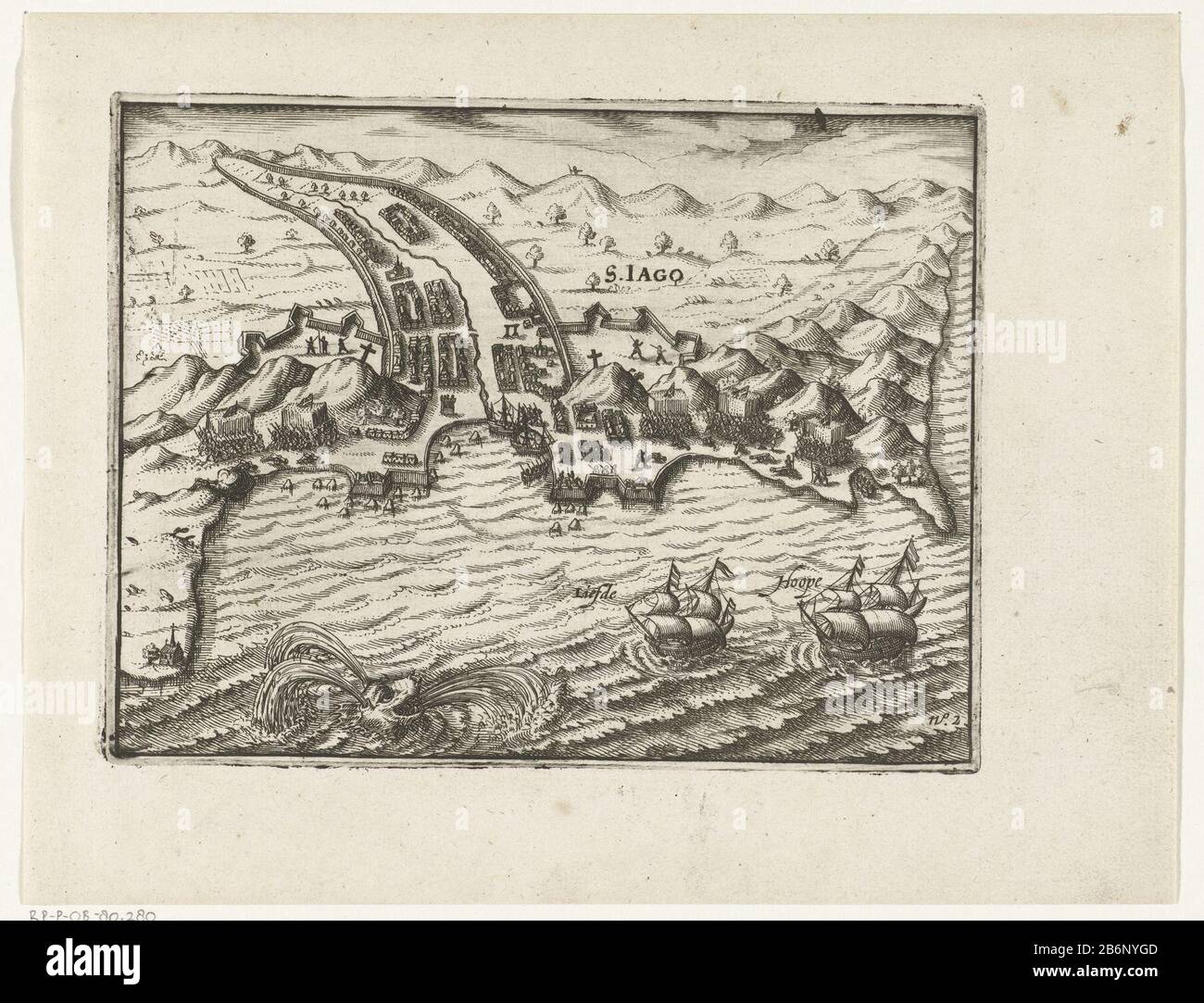 Gevechten A Rencontre De Portugezen Bij Sao Tiago 1598 Batailles Avec Les Portugais A Sao Tiago Les Iles Du Cap Vert 6 Septembre 1598 Les Navires Amour Et Espoir Au Large De