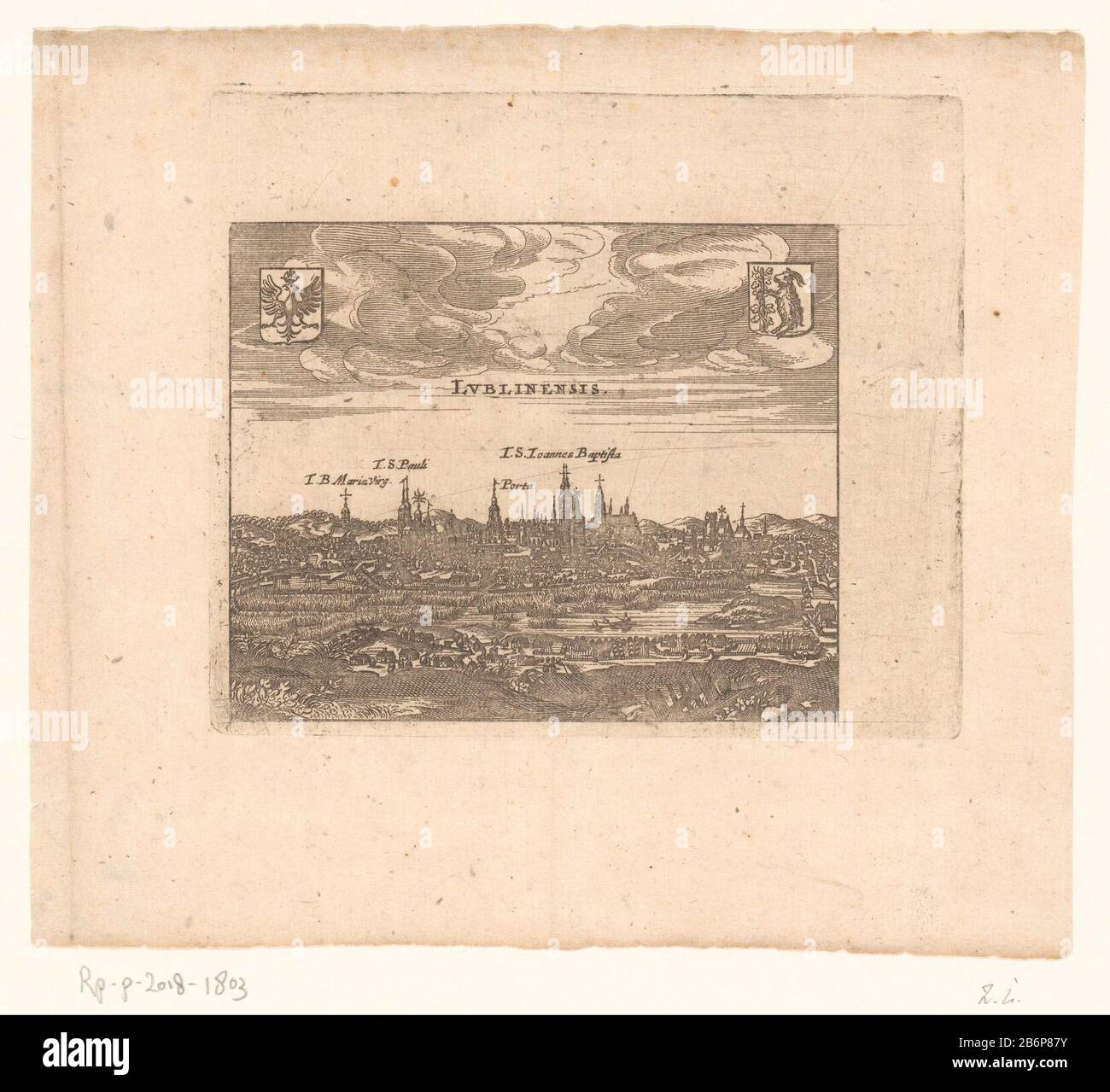 Gezicht op Lublin Lublinensis (titel op object) vue de Lublin Ensis (title object) Type d'objet: Photo Numéro d'article: RP-P-2018-1803 Inscriptions / marques: Marque du collectionneur, verso, estampillée: Lugt 2228 Fabricant: Printmaker: Anonyme Date: 1650 - 1749 matériel: Technique du papier: Dimensions de gravure: Bord: Bord: Lame: H 138 mm × W 161 mm Objet: Perspective de ville, panorama de ville, silhouette d'armoiries de ville (symbole de l'État, etc.) (+ ville; municipal) armoiries (symbole de l'État, etc.) (+ province, provincial) Où: Lublin Banque D'Images