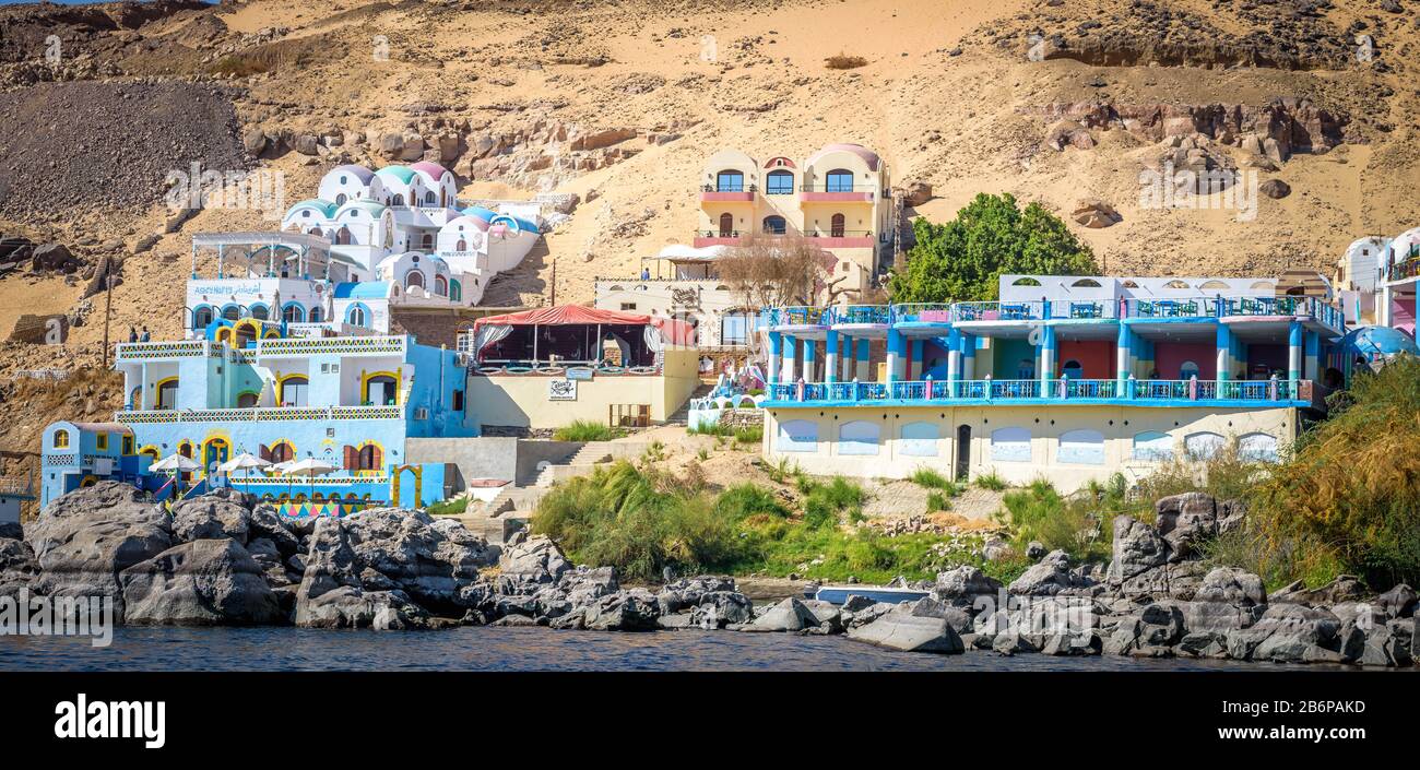 Assouan, Egypte, Paysage du Nil Banque D'Images